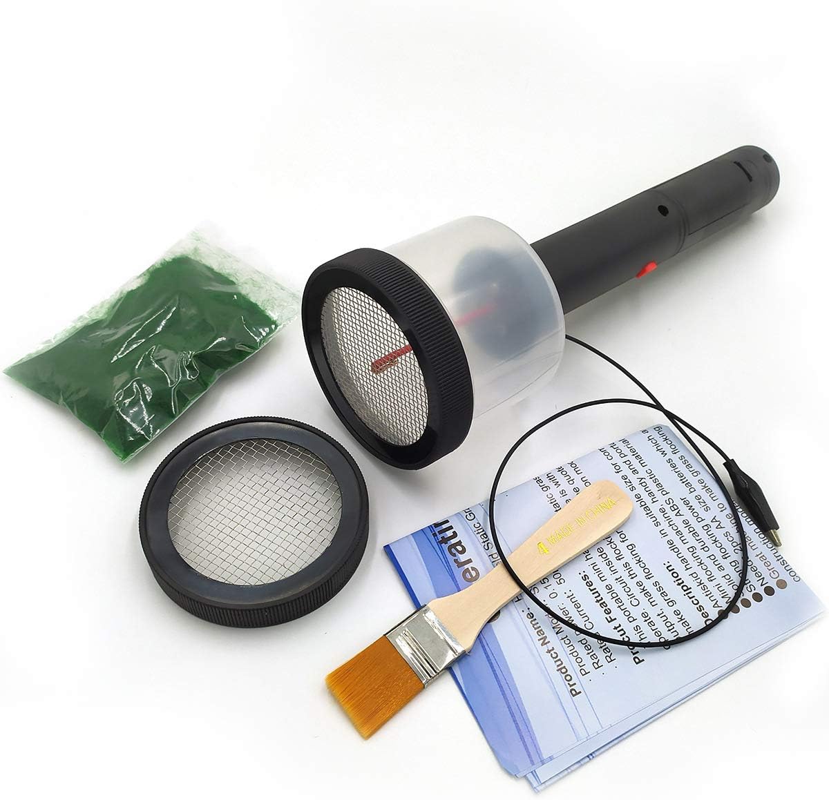 Mini Static Grass Flocking, 4 Colors Mini Applicator for Flocking Machine 8 Static Grass 2 Netcover ABS Applicator with Anti-Slip Handle for DIY Scenic Modelling Sand Table Modelling