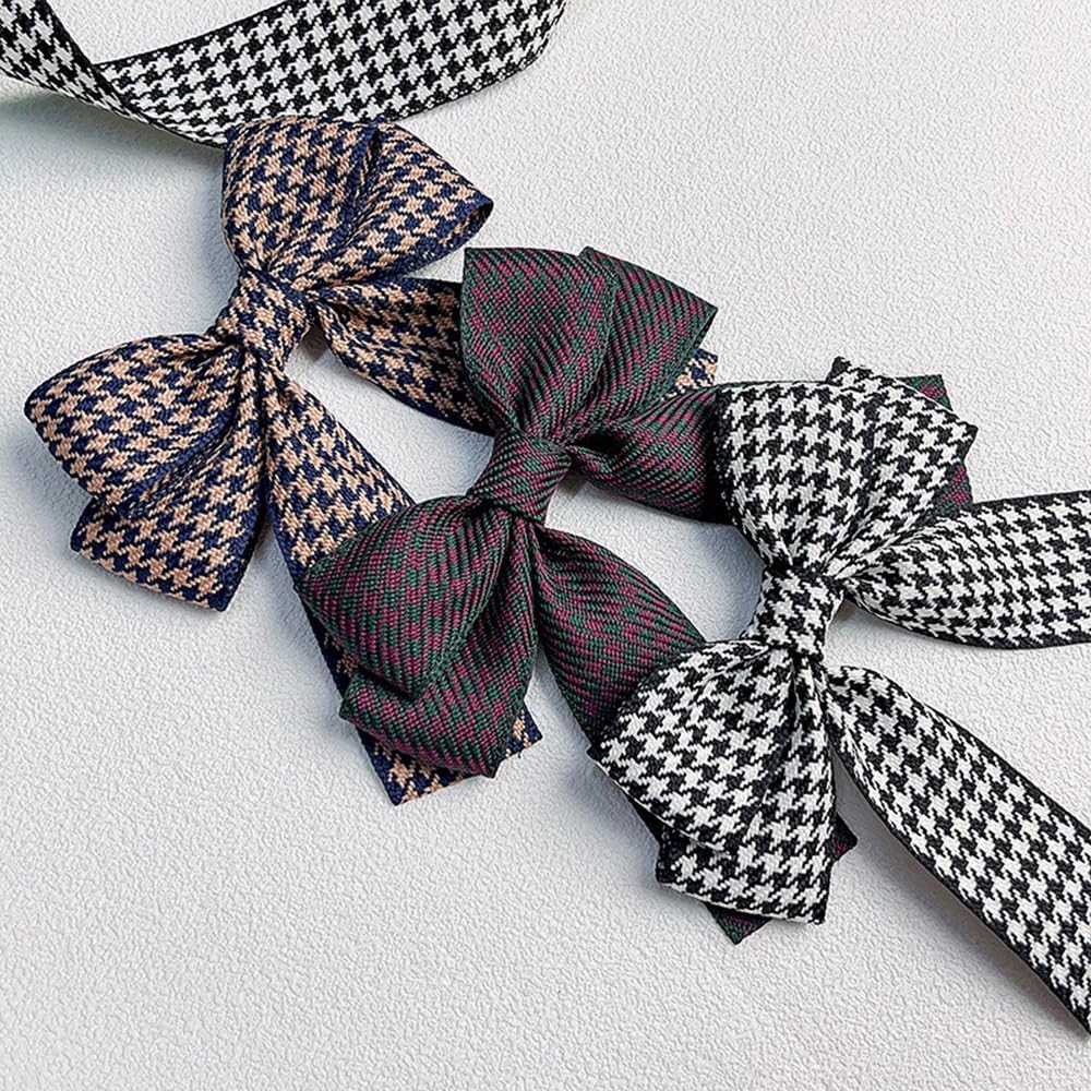 student school uniform hand-made fabric plaid bow brooch bow tie women's shirt Collar accessories - Image 5