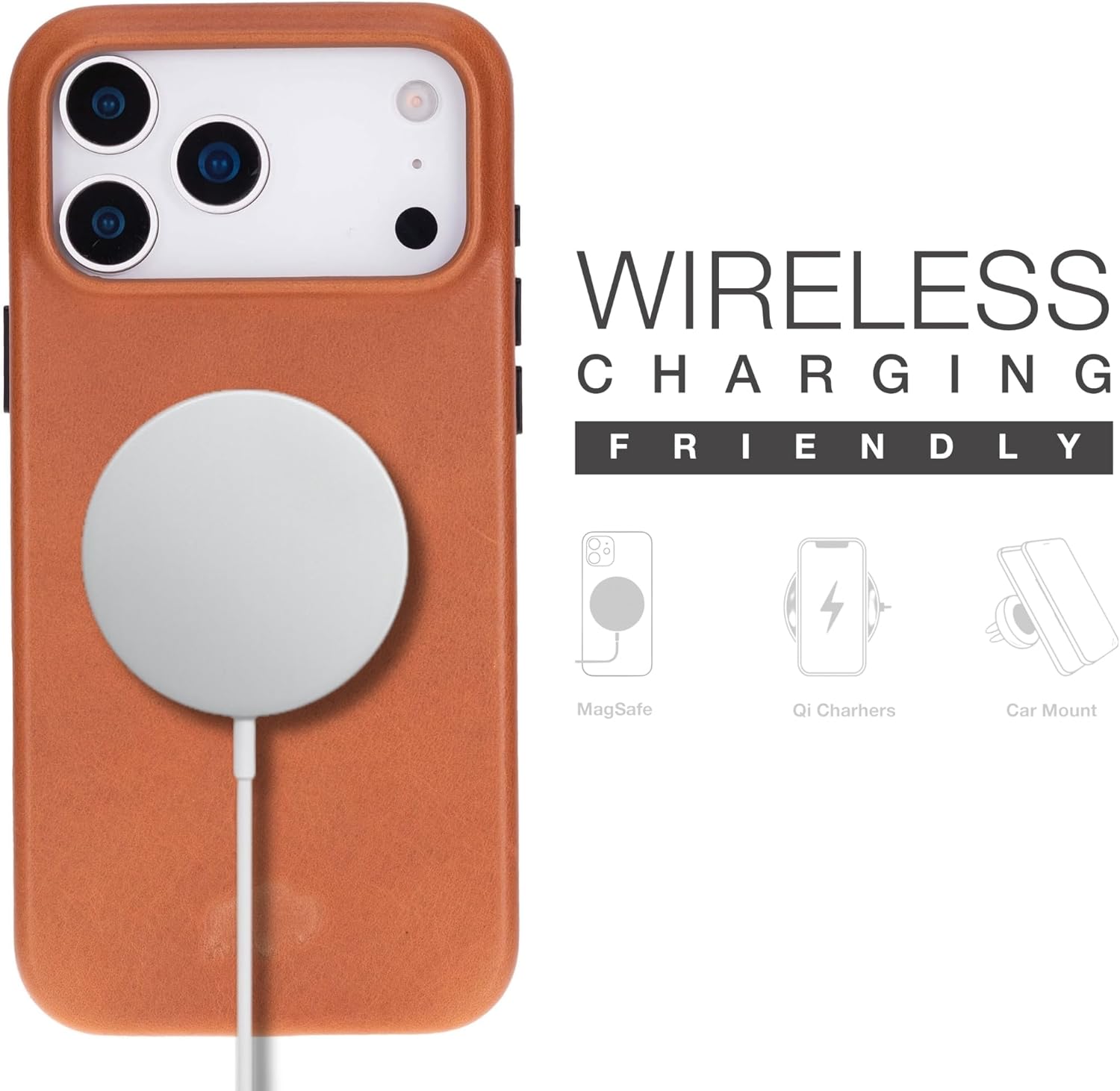 BLACKBROOK Leather Case for iPhone 17 Pro – Arden Handcrafted Slim Snap-On Cover, Full Grain Leather, MagSafe Compatible, Camera & Screen Protection, Elegant Gift Box Tan