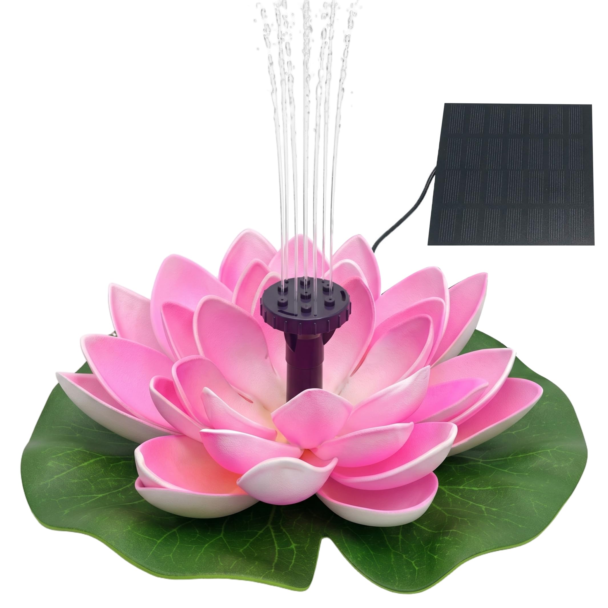 Bemonew Style-1 Small Solar Fountain For Bird Bath, Lotus Floating Solar Fountain With 6 Adjustable Nozzles, Powered Garden Water Feature, 1.5W,
