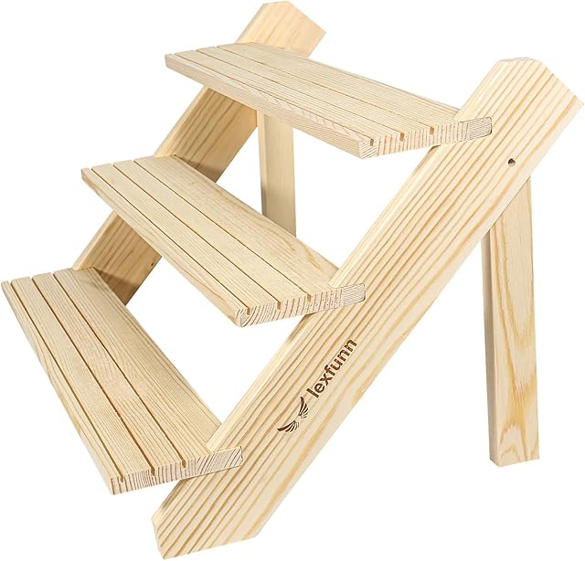 LEXFUNN Wooden Jewellery Display Rack Stand Earring Stall Stand Organizer Shelf 3/4 Tier (3 Tier)