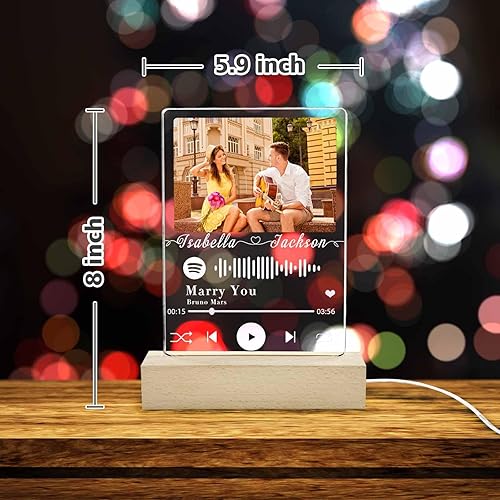 Miniatura 2 de Placa personalizada de Spotify, regalo ideal para él  Placa acrílica Spotify regalos de cumpleaños para mujeres  Canción acrílica personalizada con
