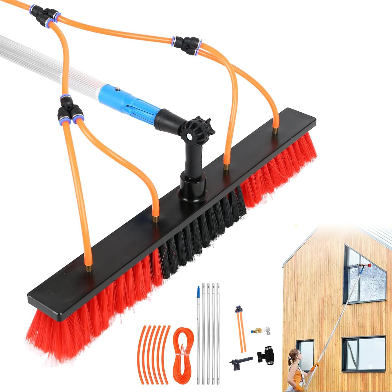 Kit di aste regolabili alimentate ad acqua per la pulizia dei pannelli solari, strumento per la pulizia di vetri e tetti di finestre da 300 cm, strumento per la pulizia efficiente delle finestre