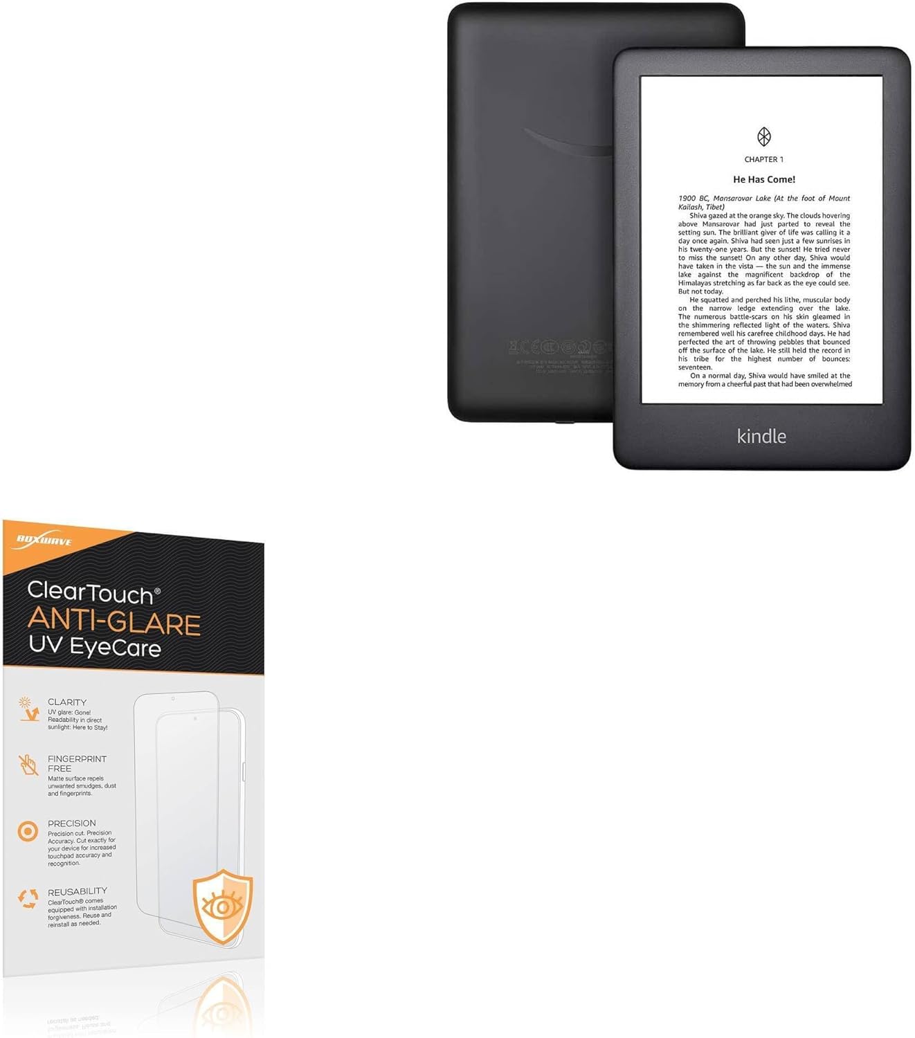 BoxWave Screen Protector Compatible with Amazon Kindle (10th Gen 2019) - ClearTouch Anti-Glare Anti-UV EyeCare (2-Pack), Filters Out Harmful Blue Light Reduce Fatigue