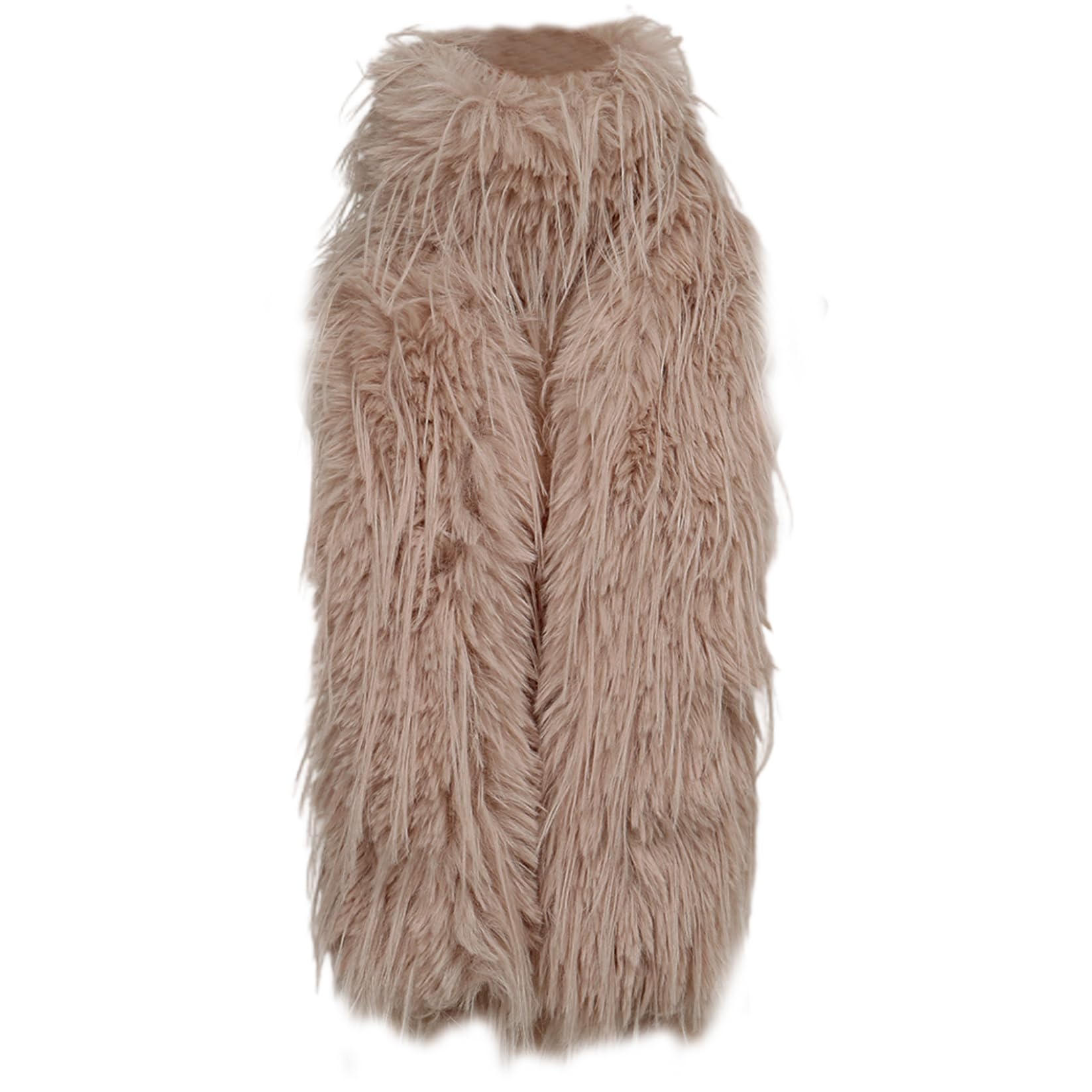 Faroby Faux Furs Scarf Long Thicken Warm Lightweight Furry Shawl Neckerchief Women Girls Light Brown