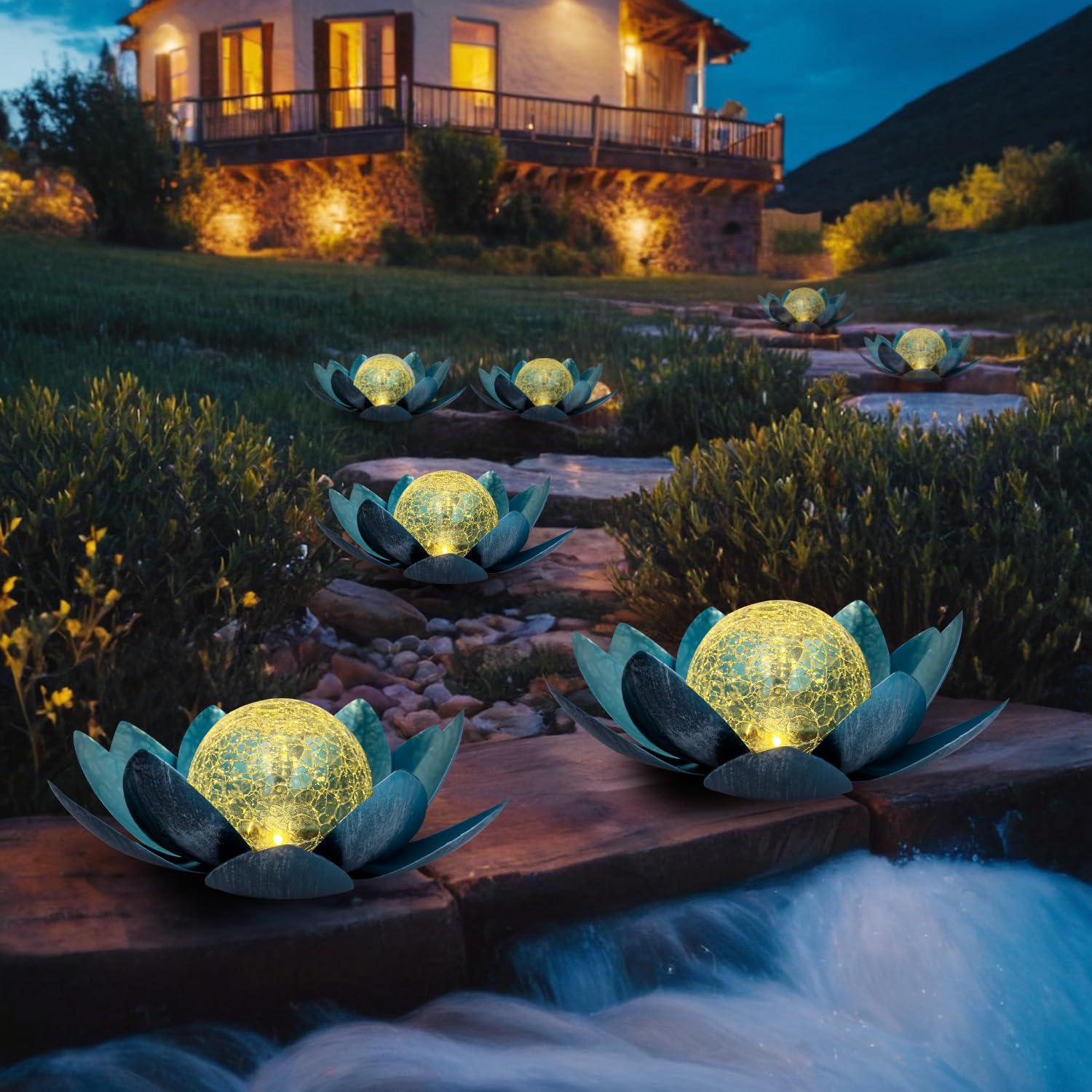 Lampes Solaires De Jardin Fleur De Lotus - Décoration Extérieure Lumineuse Romantique