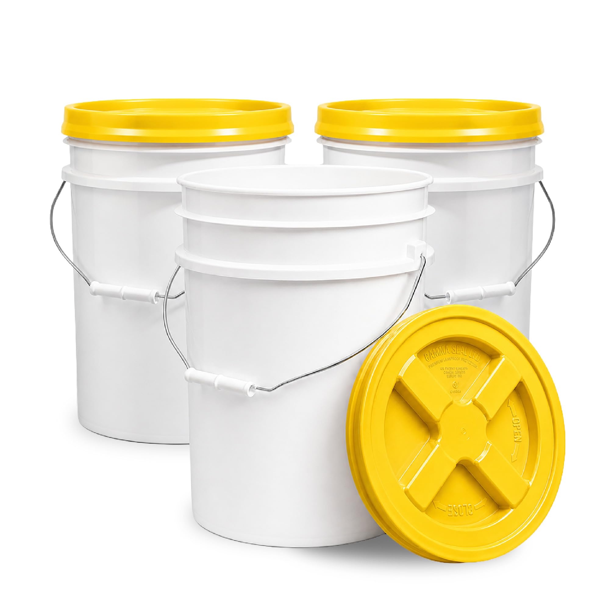 ePackageSupply 5 Gallon Bucket - Food Grade w/Lid BPA-Free, White/Yellow, 3