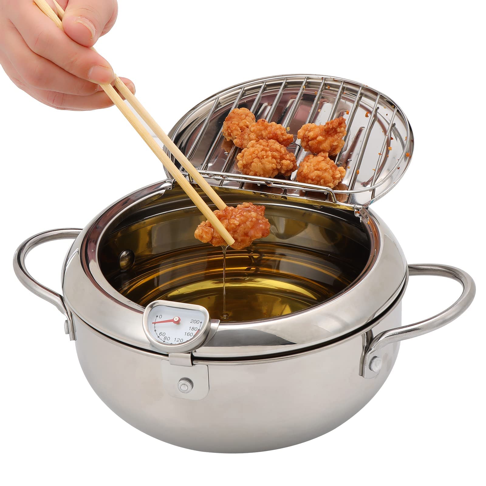 Buy Houseables Deep Fryer Pot, Tempura Frying Pan, Stove Top, 9” x 5.5