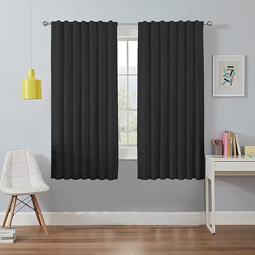 Joydeco Cortinas 100% opacas de 72 pulgadas de largo para dormitorio, sala de estar, juego de 2 paneles de cortinas opacas para oscurecer la