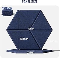 Vista 2 de Paquete de 12 paneles acústicos autoadhesivos de 12 x 10 x 0.4 pulgadas, paneles de espuma a prueba de sonido con alta densidad, diseño forrado