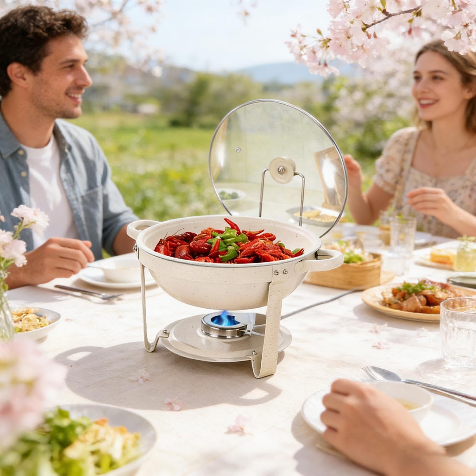 Generisch de buffet, resistente al calor, antiadherente con tapa transparente, para banquetes, , bodas, recepciones, Acción de Gracias, Navidad, Año Nuevo, Pascua