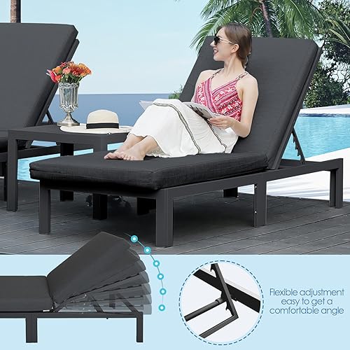 Miniatura 407 de NICESOUL 7 Piece White Powder-Coated Aluminum Patio Furniture with Fire Pit Table, 29 Inch Extra Wide Outdoor Sectional Sofa for 6, High-End Heavy