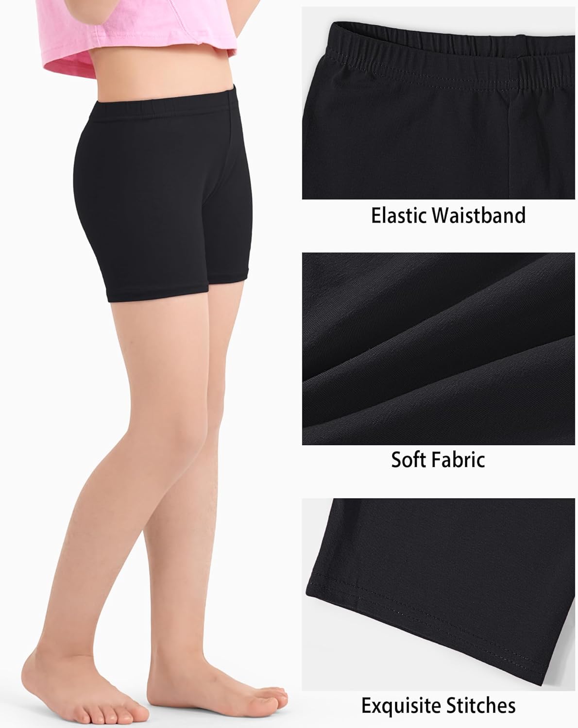 3 Pack Girls Bike Shorts Kids Cartwheel Basic Cotton Under Dress Biker Shorts for Running Dance - Image 5