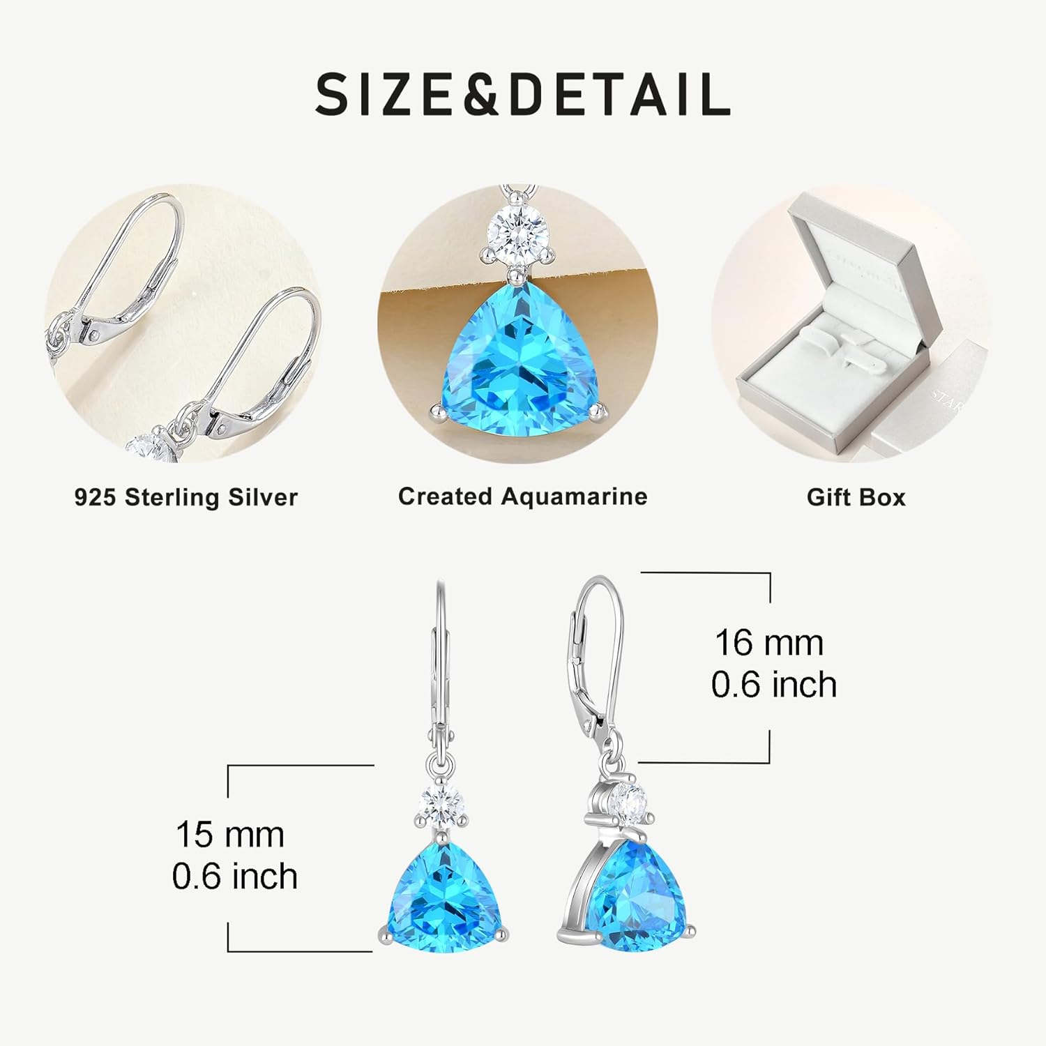 Starchenie 925 Sterling Silver Dangle Earrings for Women Trillion Cut Birthstone Jewelry - Image 6