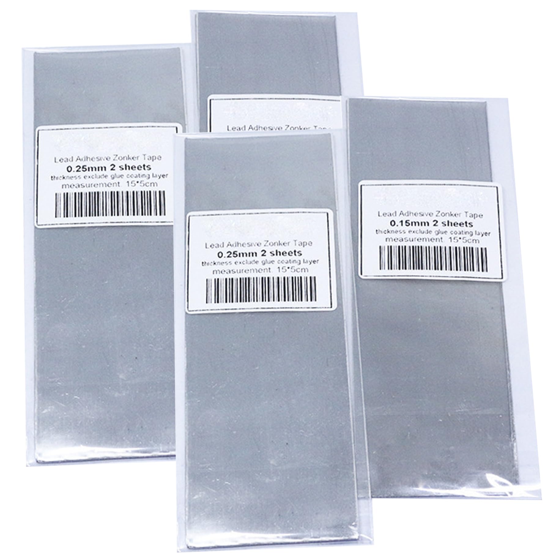 Lead Sheet, 4Pcs Lead Tape, 0.15/0.25mm Thickness Adhesive Fly Tying Tools, 6x2 Inch Anti-Oxidation for Pond, Fish Tank, Aquatic Plant Fixing