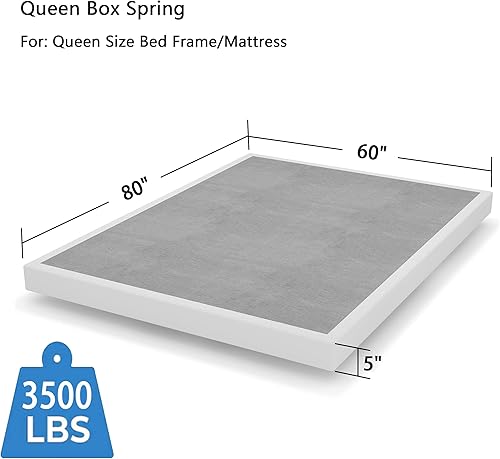 Miniatura 3 de Somier Queen de metal tamaño Queen de 5 pulgadas, estructura resistente con funda, base de colchón, sin ruido, antideslizante, fácil montaje