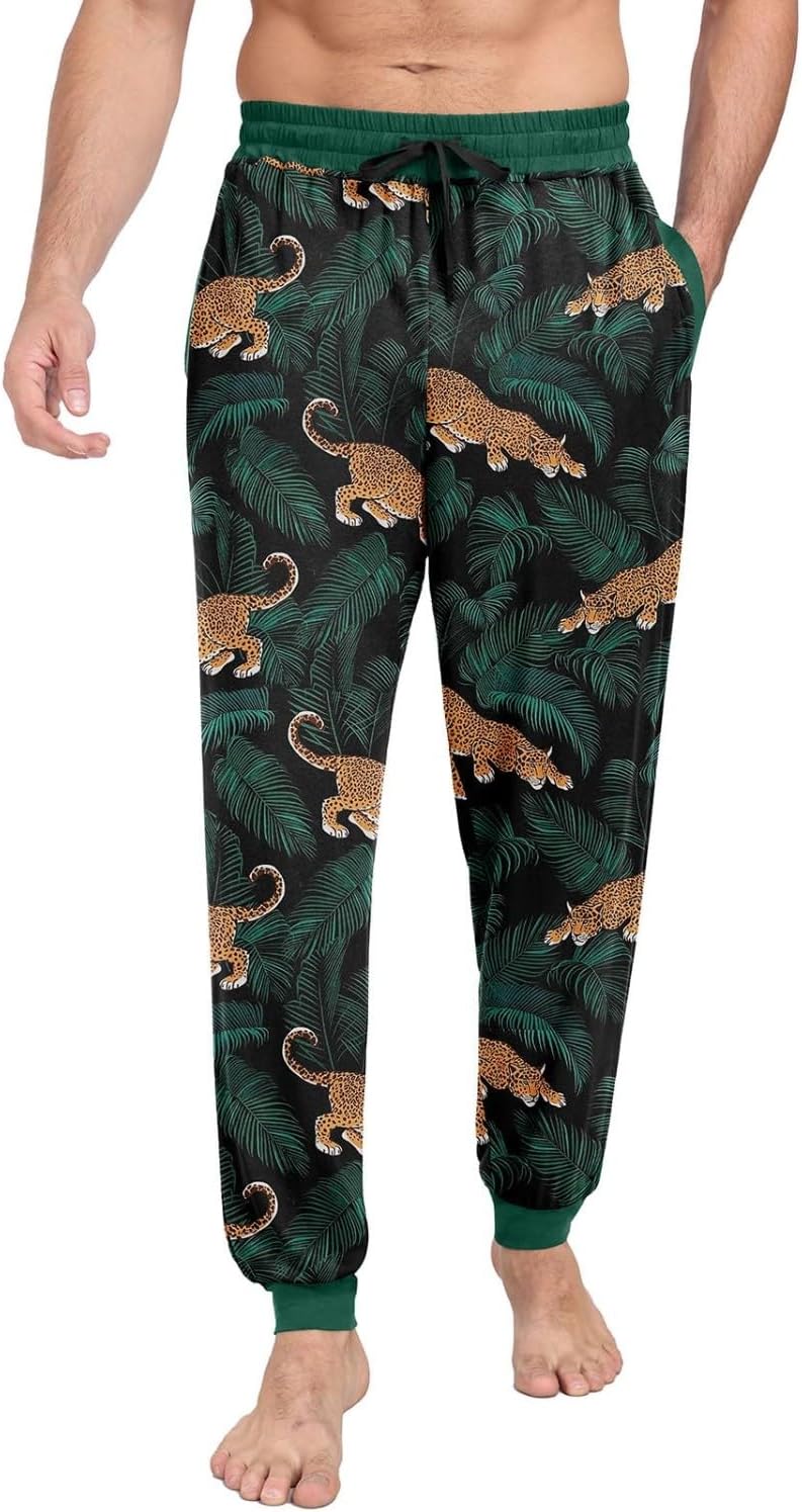 PrinStory Heren Pyjamabroek Gebreide Pjs-broek Zachte Heren Pyjamabroek Comfortabele Loungebroek Met Zakken Pyjamabroek, M