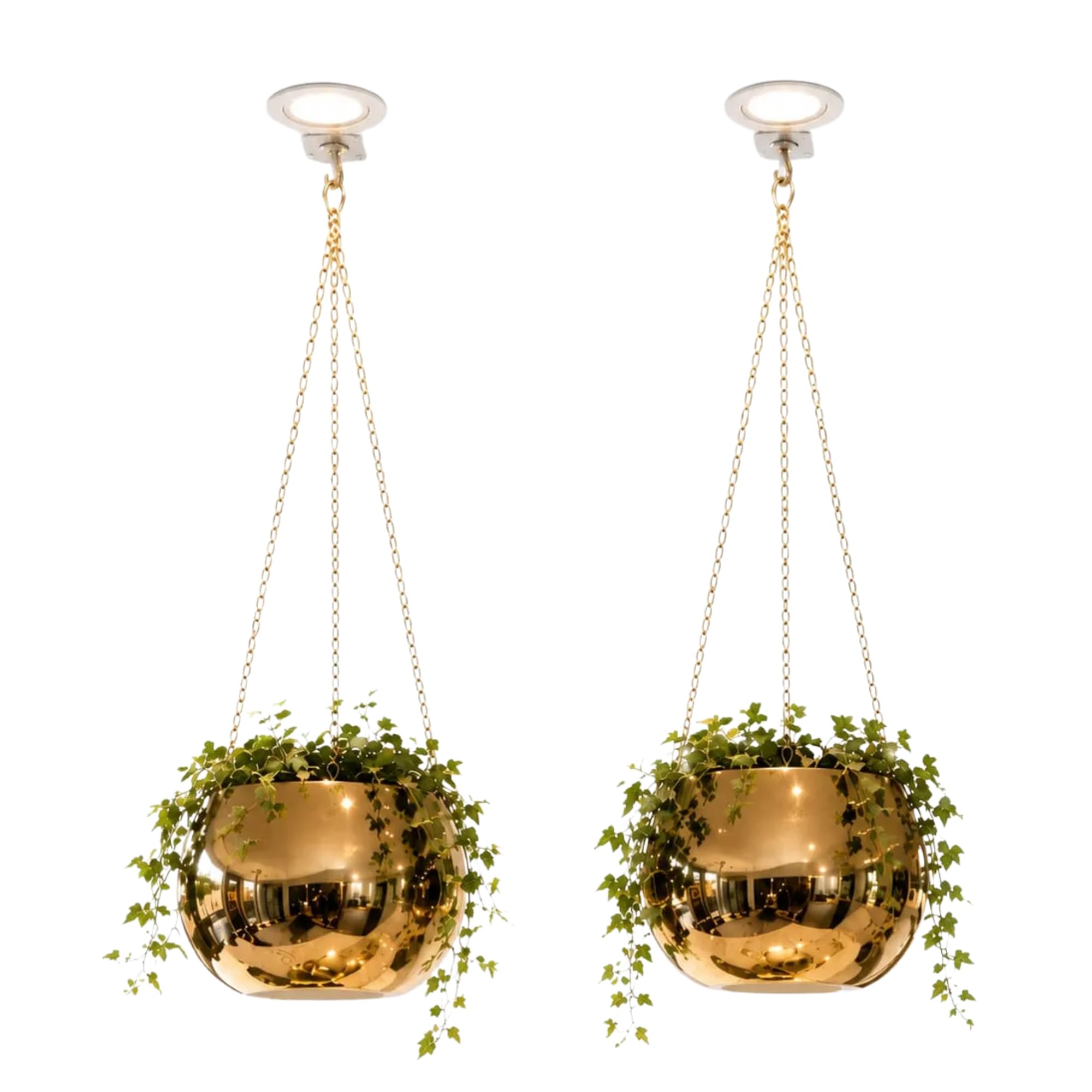 Entice India Decorative Gold Hanging Planter Set of 2 | Premium Gold Finish | Durable Metal Build | Strong Hanging Chain | Space-Saving Design | Indoor & Outdoor Use-image-35