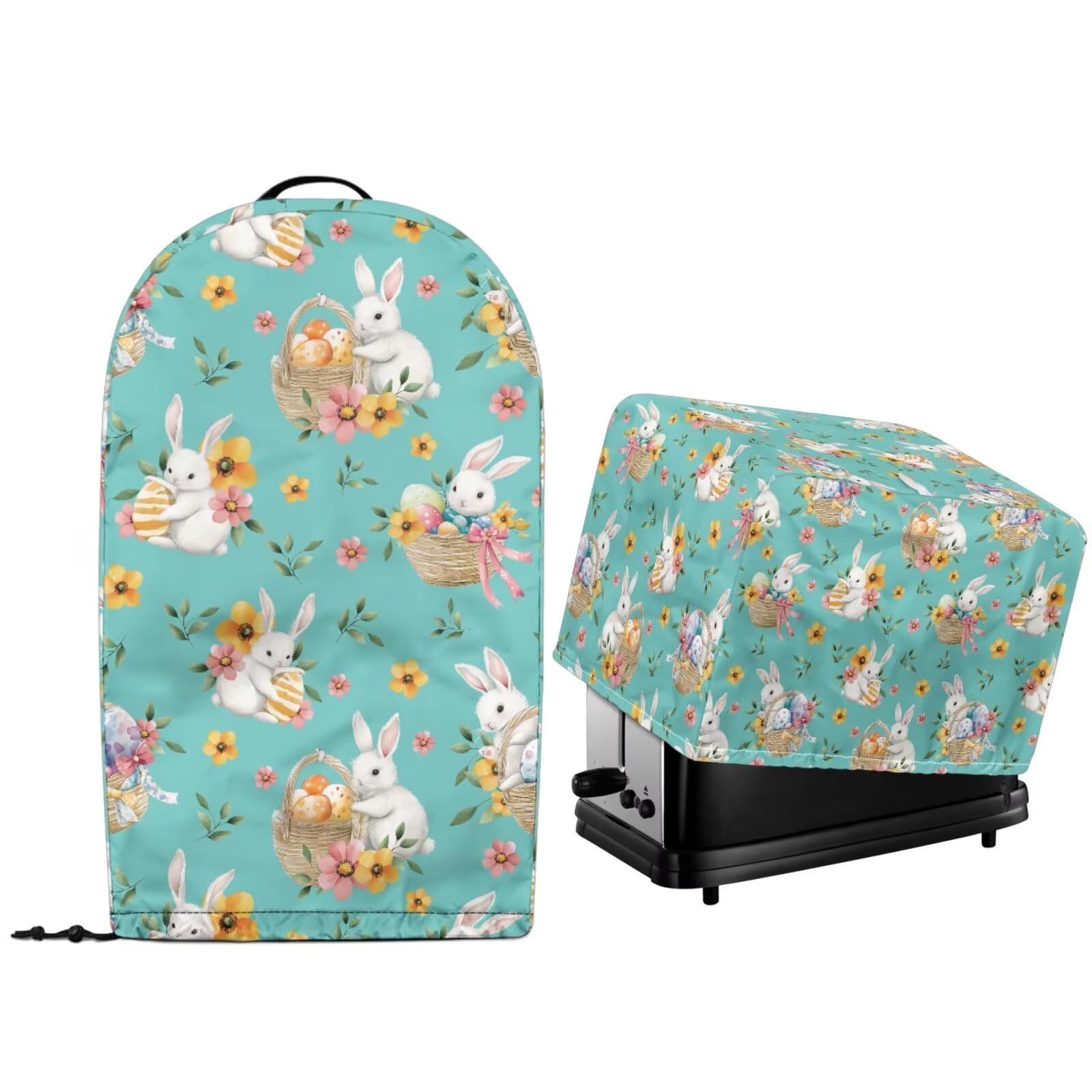 Kitchen Appliance Dust-proof Cover with Drawstring Hem Stand Mixer Food Processor and Toaster Bread Maker Machine Dust Protector Covers Easter Day Floral Bunny