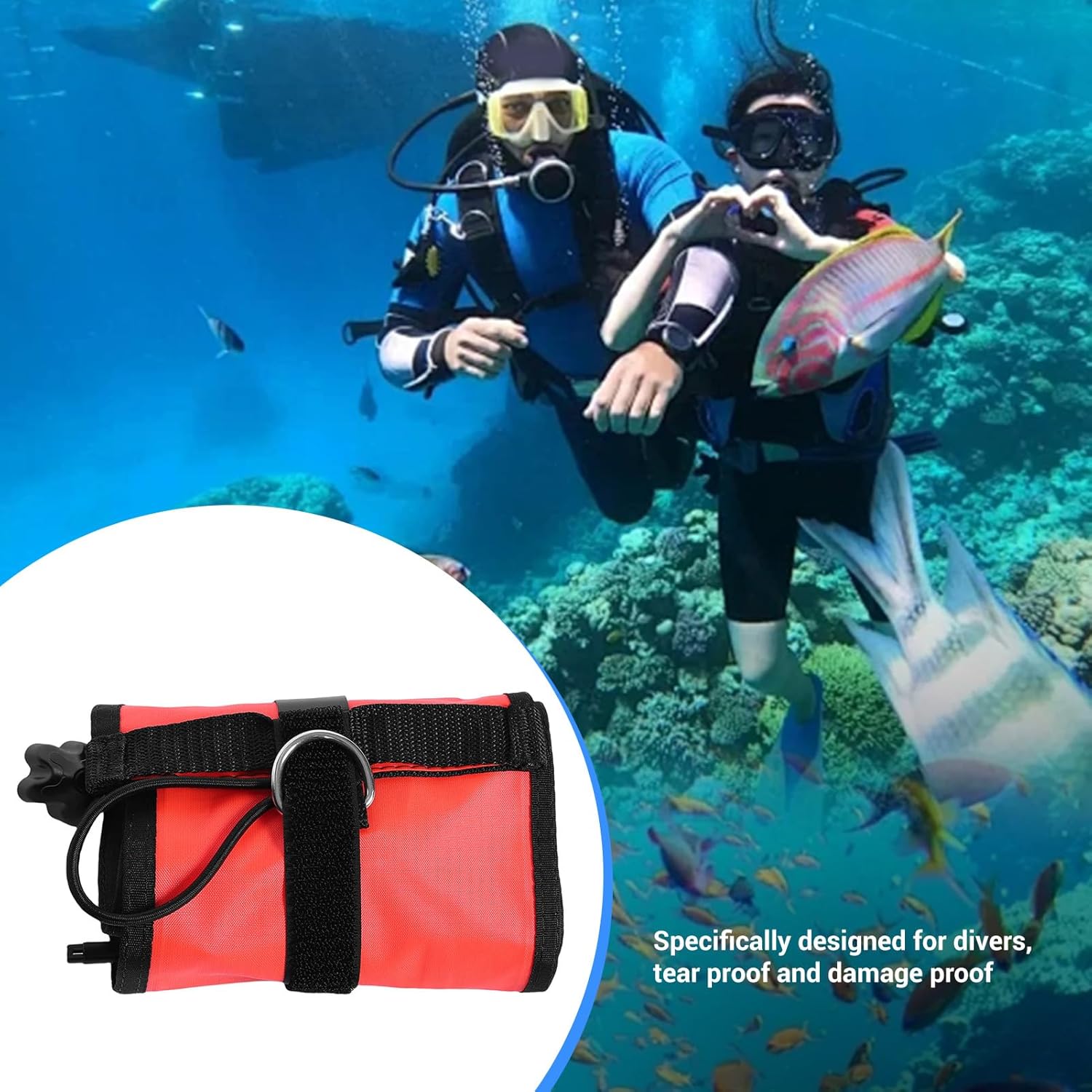 Diving SMB Surface Marker Buoy, 5.9FT Inflatable Signal Tube, Freediving Safety Sausage Marker Buoy Float for Underwater Diving Snorkeling