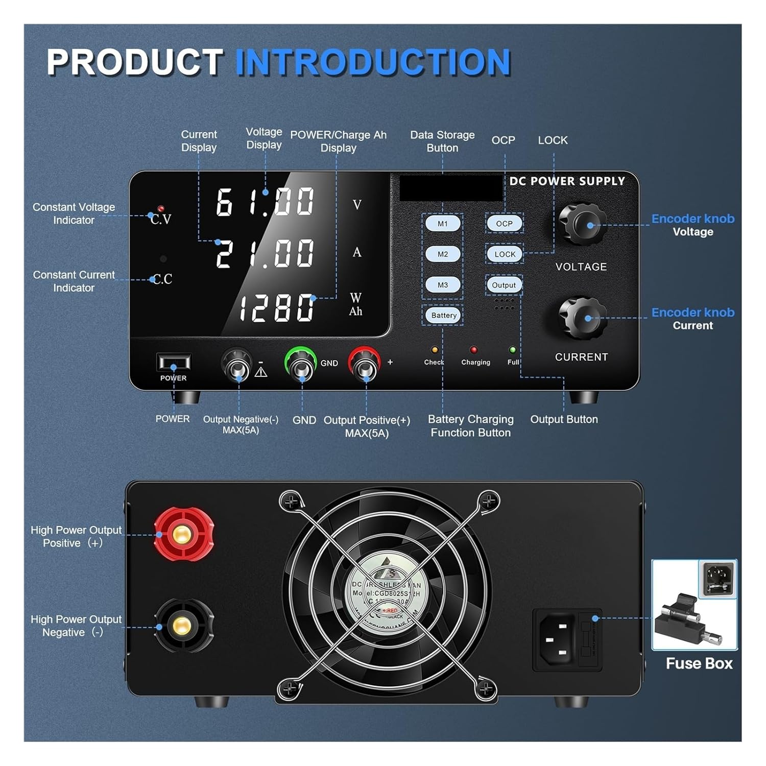 DC電源可変、24V 48V 60V調整可能電圧レギュレータ20A 30A電流安定器、ラボテスト用 電子開発 エイジン 低雑音(30