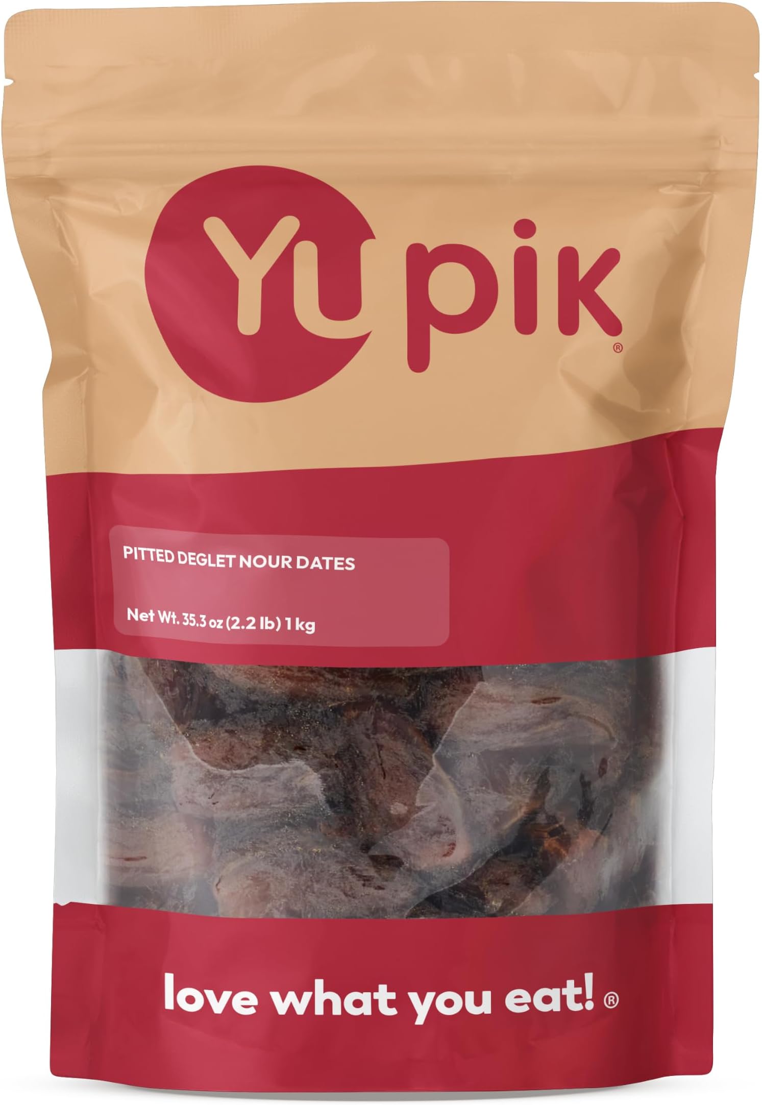 Yupik Deglet Nour Pitted Dates, 2.2 lb (35.2 oz), Whole Dried Fruits, No Pits, No Added Sugar, Cholesterol-free, Source of Fiber, Healthy Snacks, Ideal for Baking, Topping & Blended Drinks