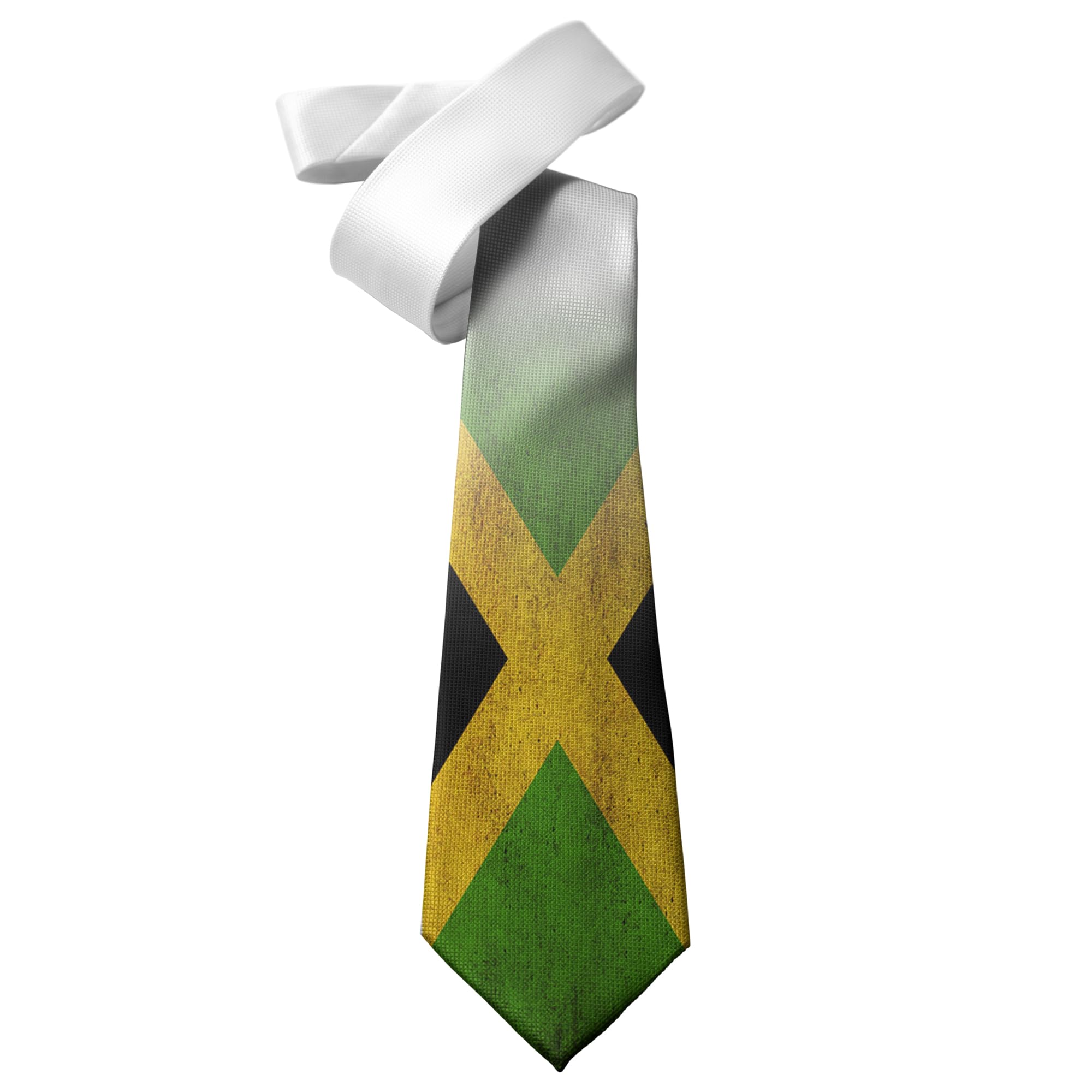 ShopQuality4U Jamaica Jamaican Grunge Effect Flags Mens Printed Neck Tie - Silk/Polyester - Great Gift - Half Tie Print