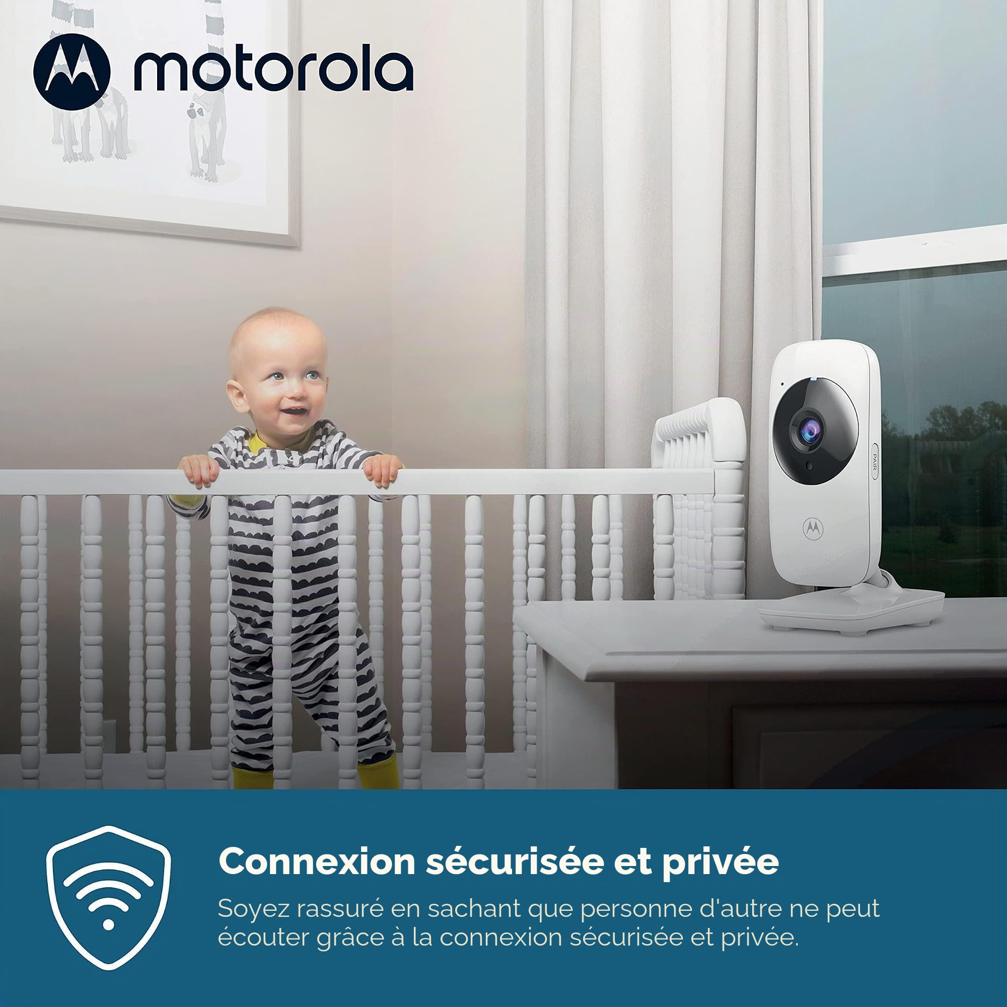 Motorola Nursery VM482 - Babyphone avec caméra - écran couleur 2,4 pouces - Vision Nocturne Infrarouge - Zoom Numérique - Température - Blanc
