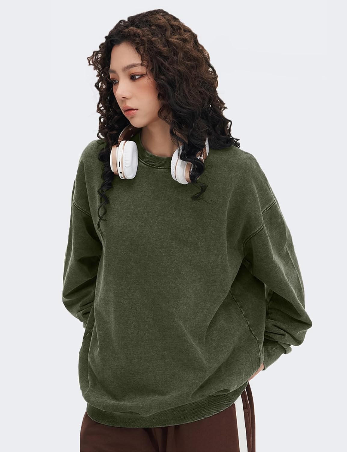 Wyeysyt Oversized Sweatshirt for Women Vintage Loose Fit Cotton Sweatshirts Crewneck Baggy Acid Wash Pullover Teen Y2k - Image 2