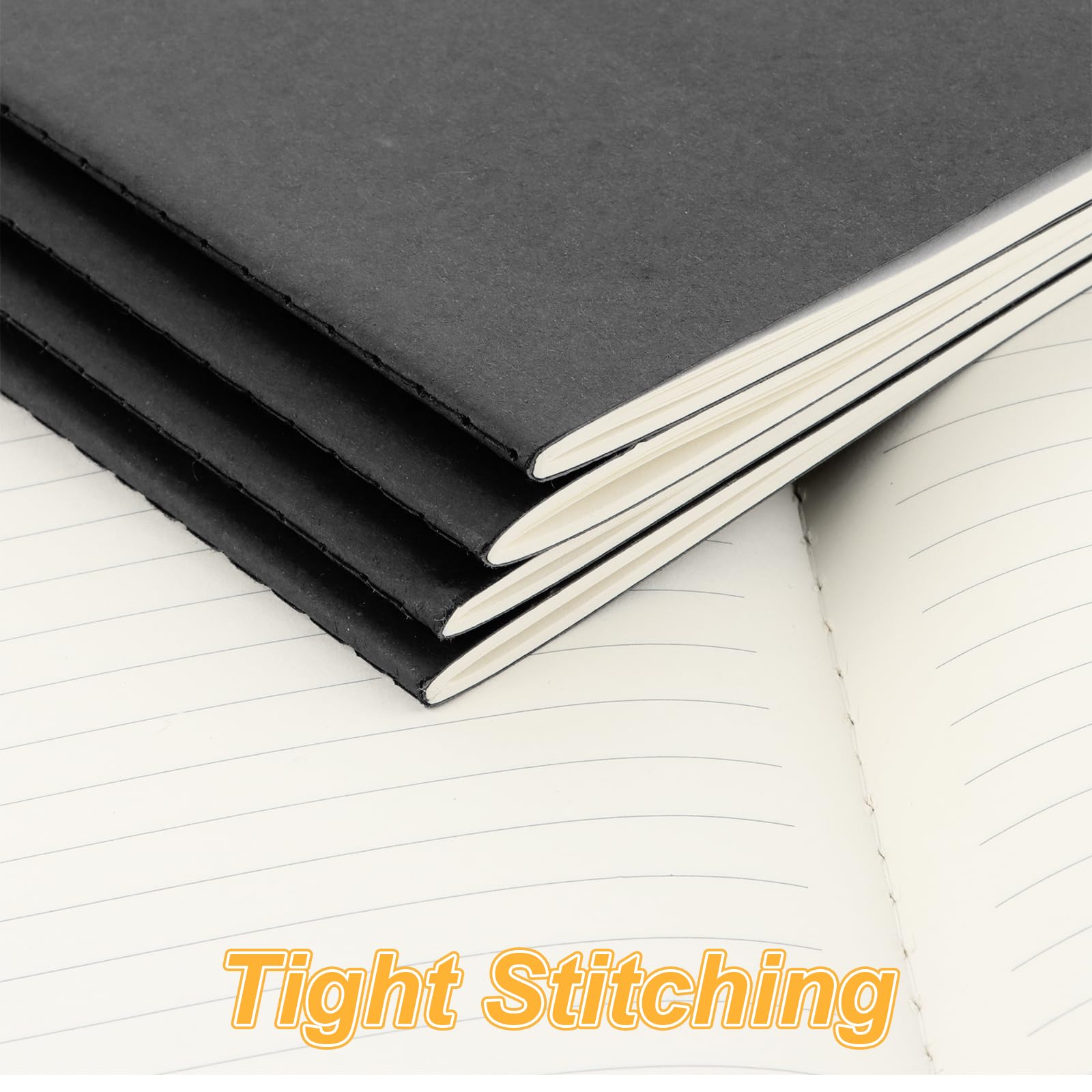 APACALI 50PCS A5 Notebook Multipack, 60 Pages / 30 Sheets Kraft Notebooks A5, a5 Blank Notebook Plain Notebooks Notepad for Diary, Memo, Office Supplies, Black - Image 4