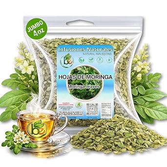 Moringa Leaf Tea 4 oz 113 g 100% Natural Loose Leaf | Non-GMO, Vegan, Caffeine-Free Herbal Infusion Dried Oleifera Leaves Te de Hojas de Moringa Authentic by BexpertsUSA