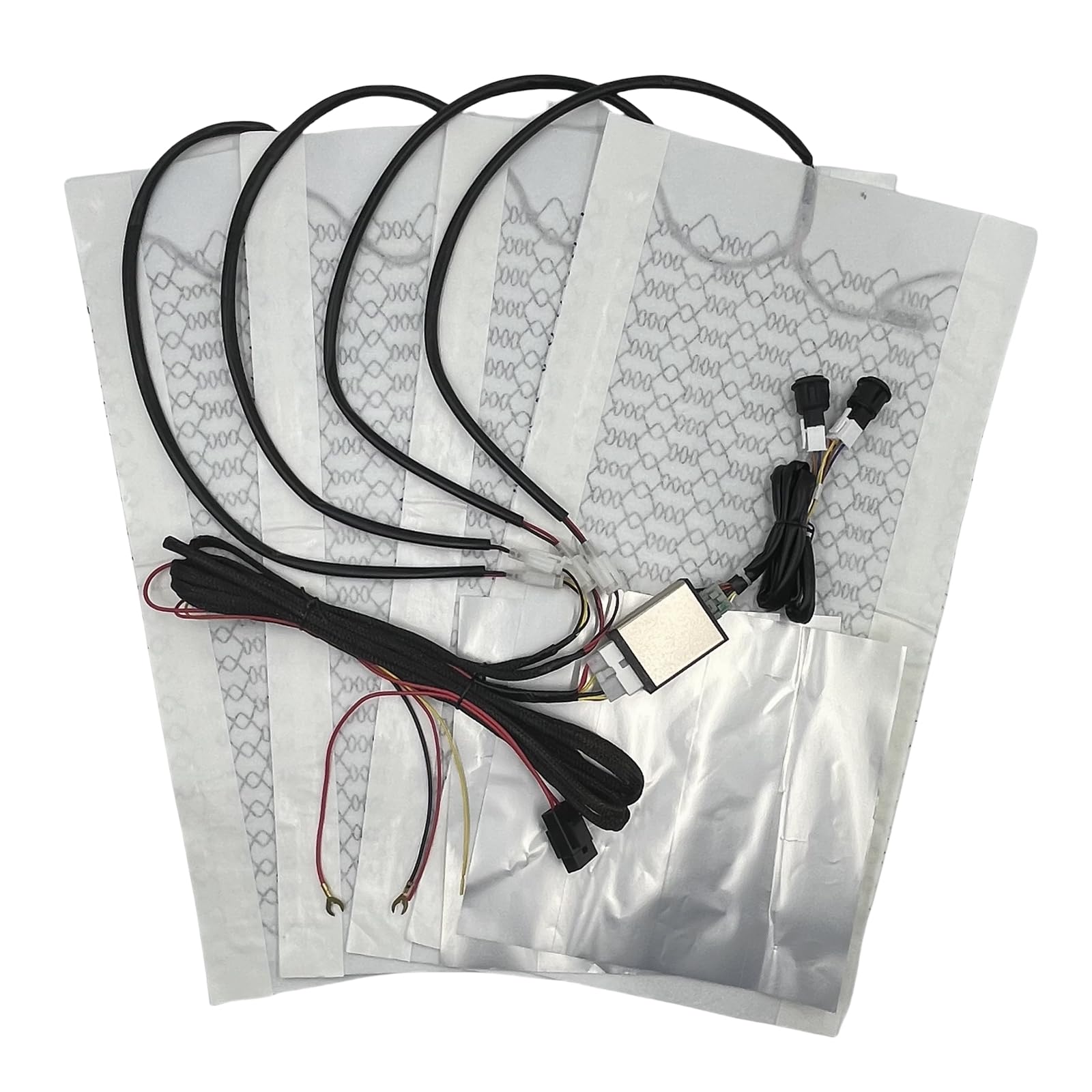 Kit de calefacción de fibra de carbono para asiento de coche con interruptor, 3 niveles, universal, para asientos de coche, 4 almohadillas (2 asientos) - E