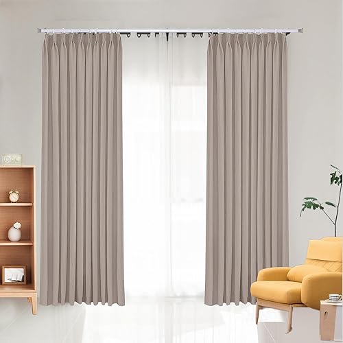 Tisjoran Cortinas plisadas súper suaves de terciopelo de lujo de 100 pulgadas de ancho x 84 pulgadas de largo, cortinas extra anchas para oscurecer