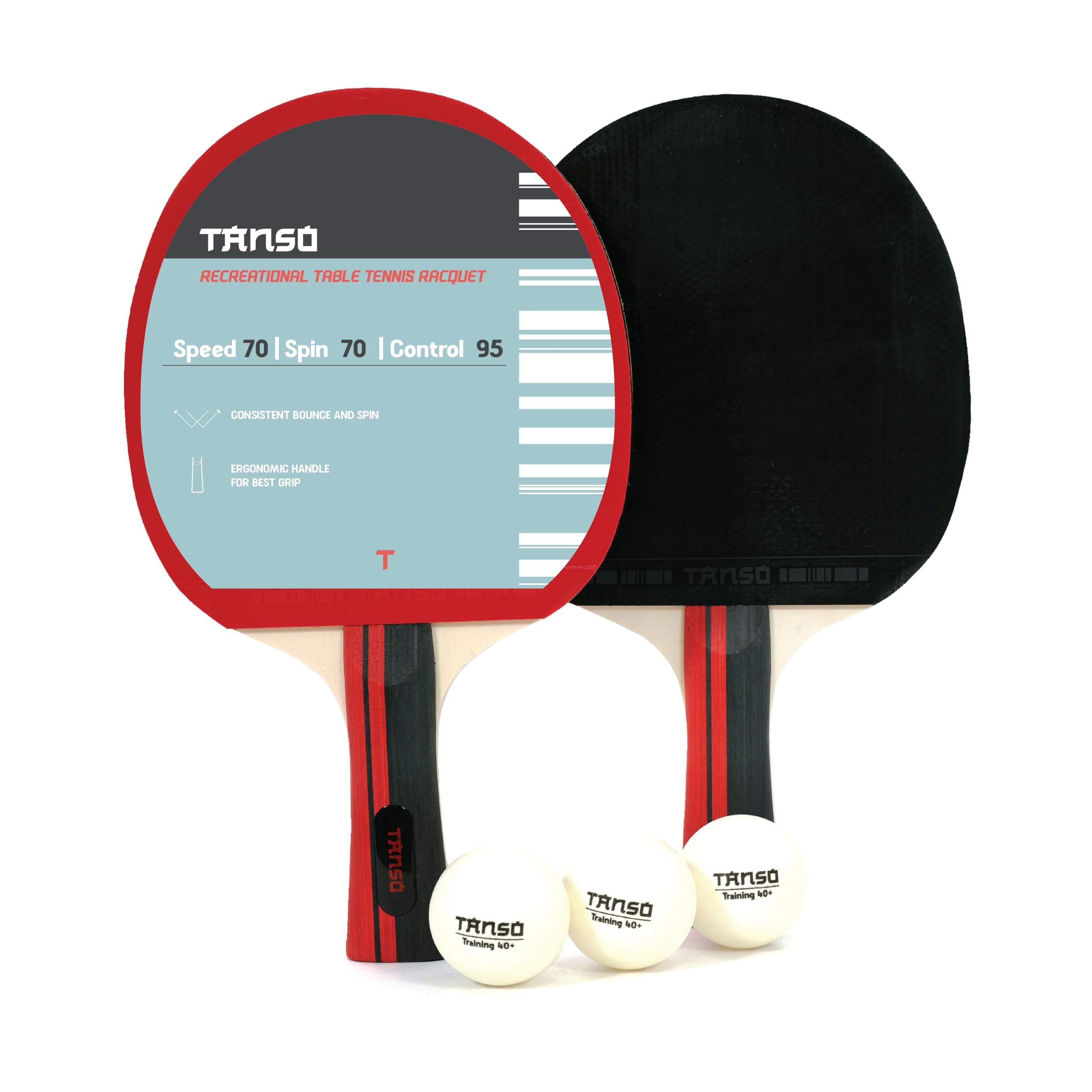 Sponsored Ad - TANSO Table Tennis (TT) Racket Set Starter Bundle (Table Tennis Rackets and Training White Balls Included, Consistent Bounce and Spin, Ergonomic Grip Handle, Beginner and Recreational Players)