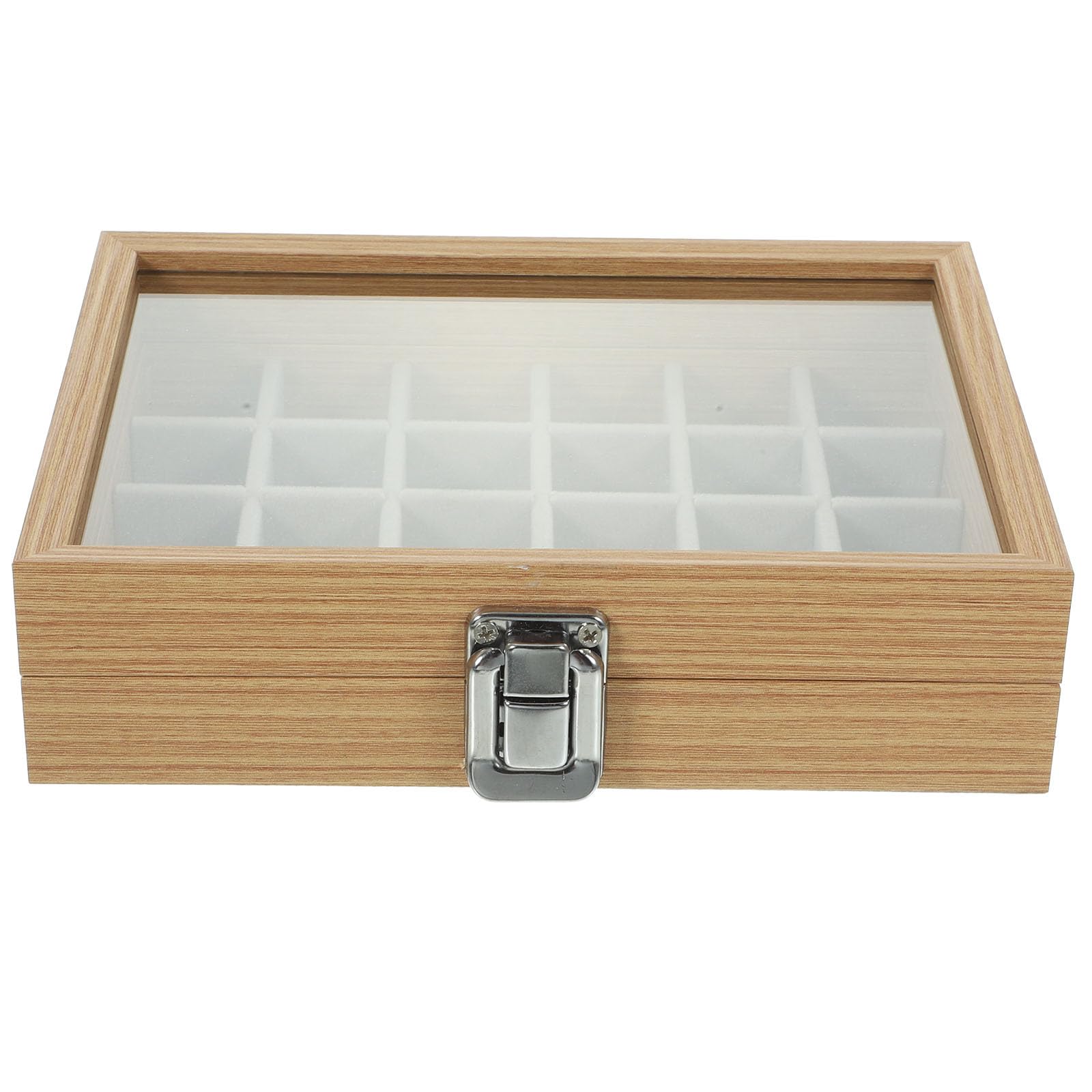 Boîte à Bijoux Bois à Compartiments avec Couvercle Transparent Organiseur de Rangement Compact et Résistant pour Bracelets Colliers Bagues et Montres Boîte Esthétique