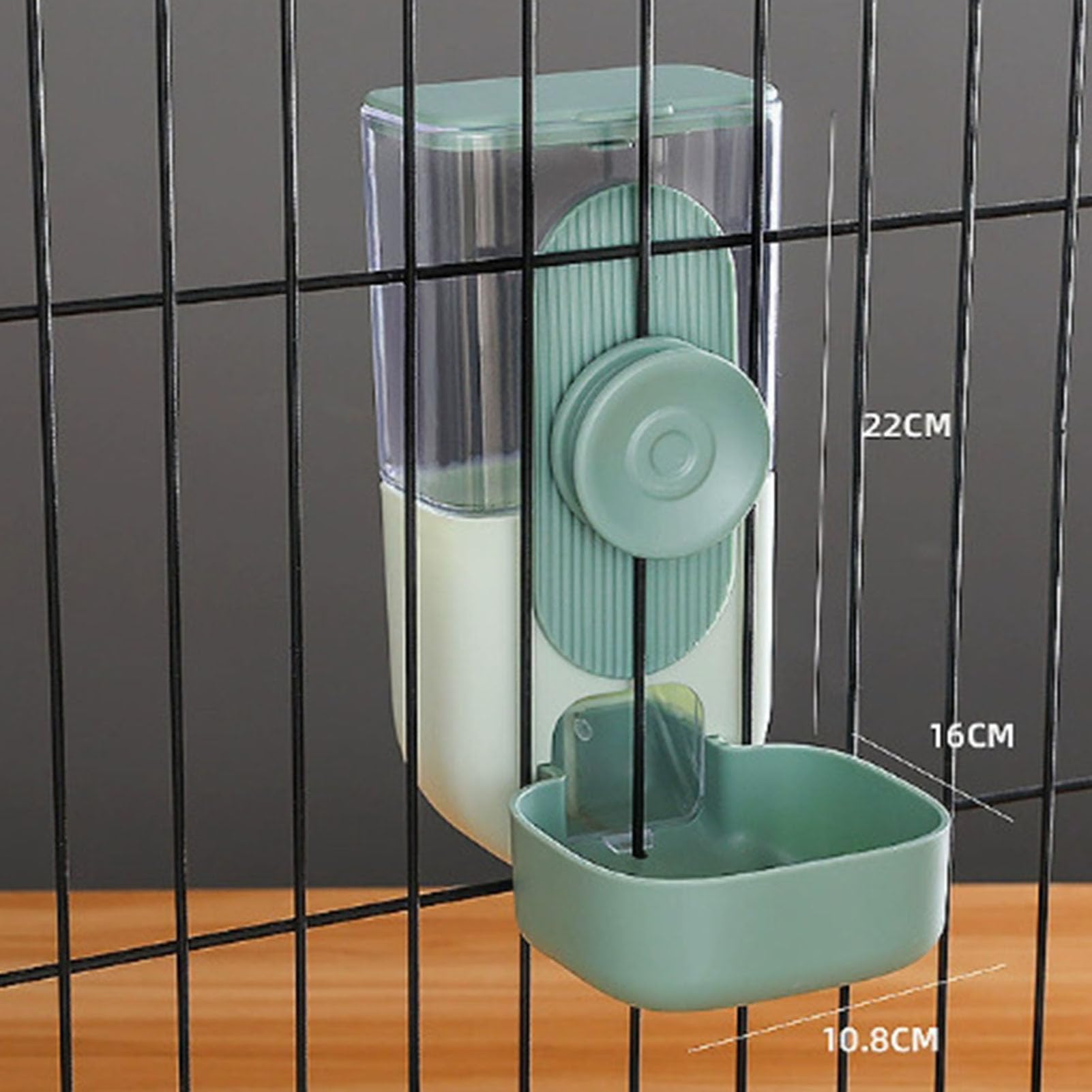Yctze Mangiatoia Automatica a gravità per Animali Domestici, Distributore di Cibo e Acqua Sospeso per Gabbia, for Gabbie per Animali Domestici (Dispenser Acqua Verde 800ml Dispenser Alimenti)