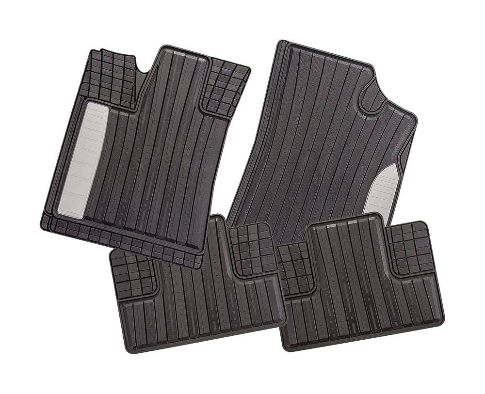CarFashion SilverStone 265748 All-Weather Mat AB1 Set of 4 | TPE Rubber Mat Black | Coloured Insert in Gabon Grey | Car Floor Mats Set without Mat Holder