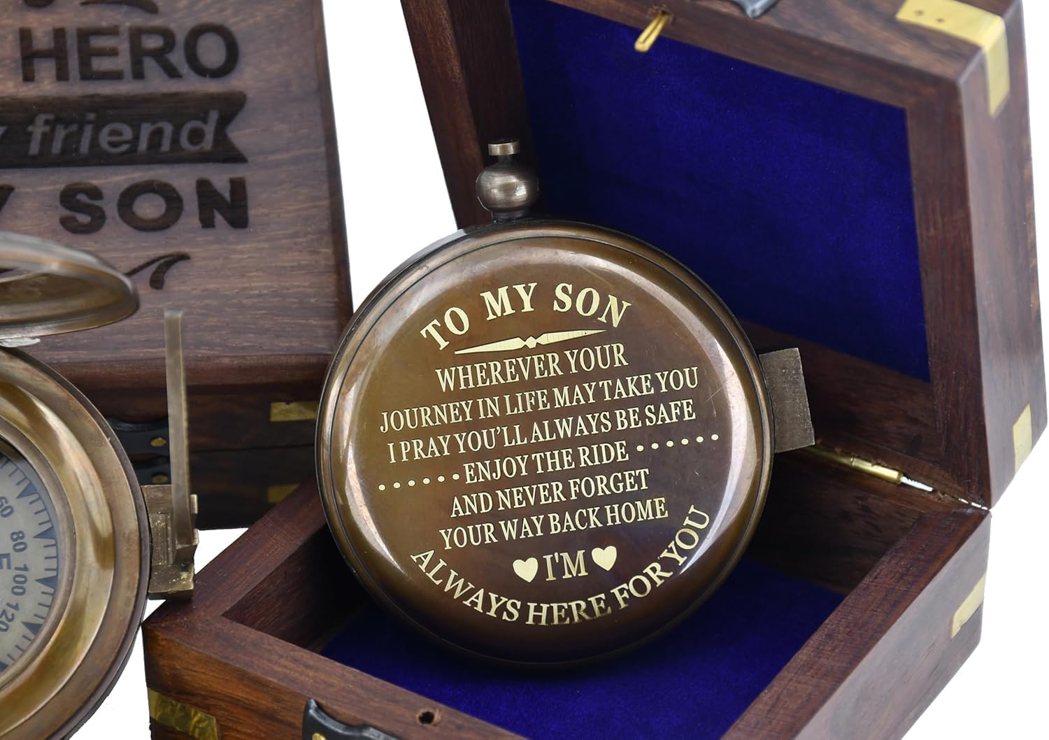 Son Gifts Mom and Dad, to My Son Compass Comes Grain Leather Case Brass Nautical - Personalized Sundial Compass, Birthday Gifts, Graduation Gifts