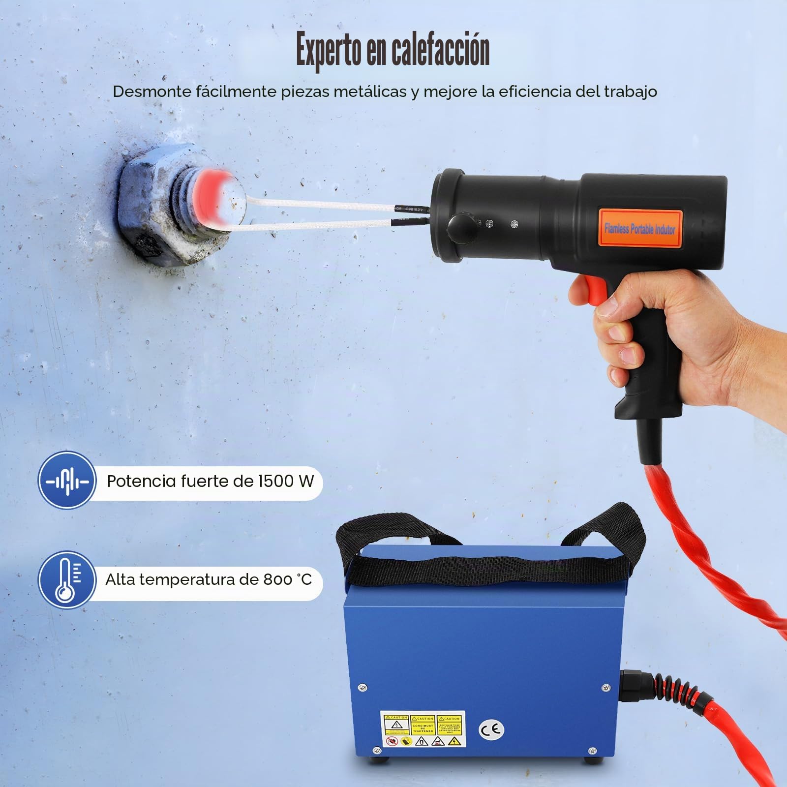 Calentador de Inducción Magnético de 1500 W 750 ℃, 4 Calentador de bobinas | Bobinas de cobre puro, desmontar tornillos oxidados, herramienta de calefaccion, Reparación de vehículos，Induccion para Coche
