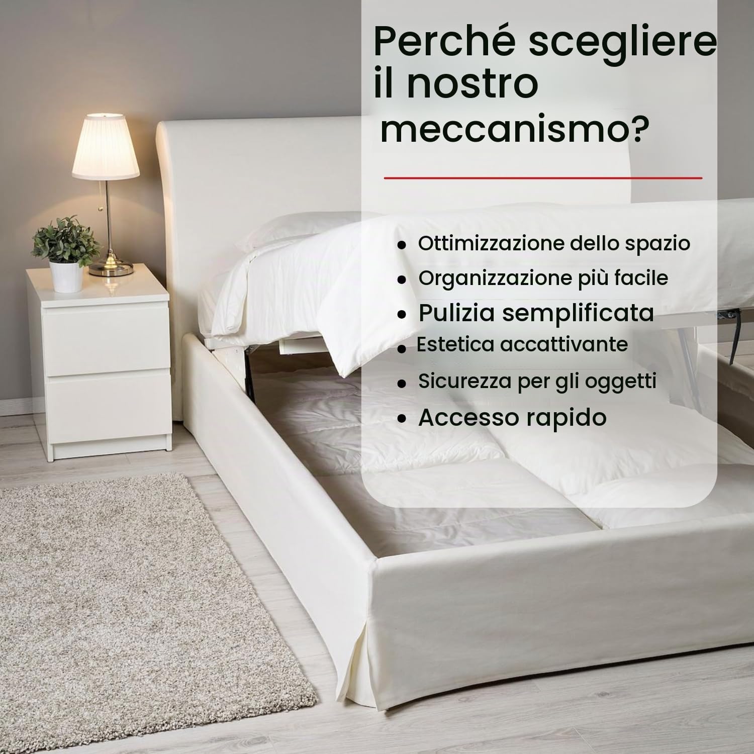 Evotrade Kit Alza Rete Meccanico Con Pistoni per Letto Contenitore, Include 2 Trapezi 2 Staffe Ferma Materasso Ferramenta Completa, Letto Matrimoniale