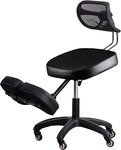 Silla ergonómica ajustable con asiento y respaldo acolchados, silla de rodilla con corrección de postura para escritorio de oficina, cómoda