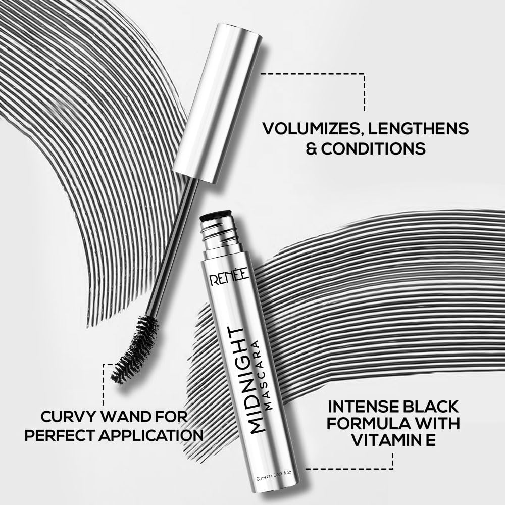 RENEE Midnight Combo | Kajal + Eyeliner + Mascara | Long Lasting | Smudge-Proof | Easy to Use Makeup Kit Set | Highly Pigment | Darkest Black | Vitamin E Infused | Travel-Friendly | Ideal for Gifting | Wedding 2