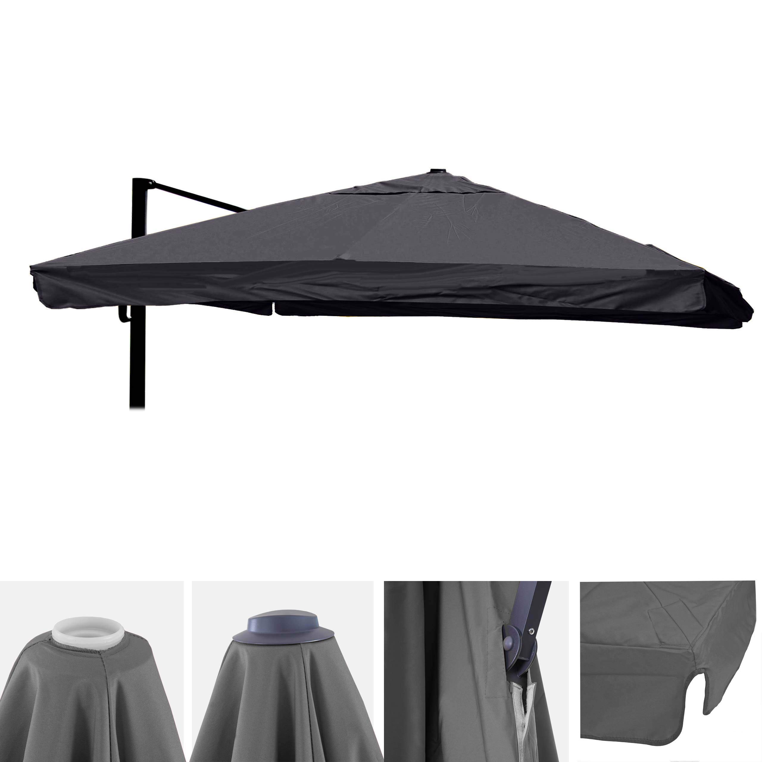 Mendler Zamiennik do luksusowego parasola przeciwsłonecznego HWC-A96 z klapką, pokrowiec na parasol przeciwsłoneczny, 3 x 4 m (Ø5 m) poliester 4 kg - antracyt