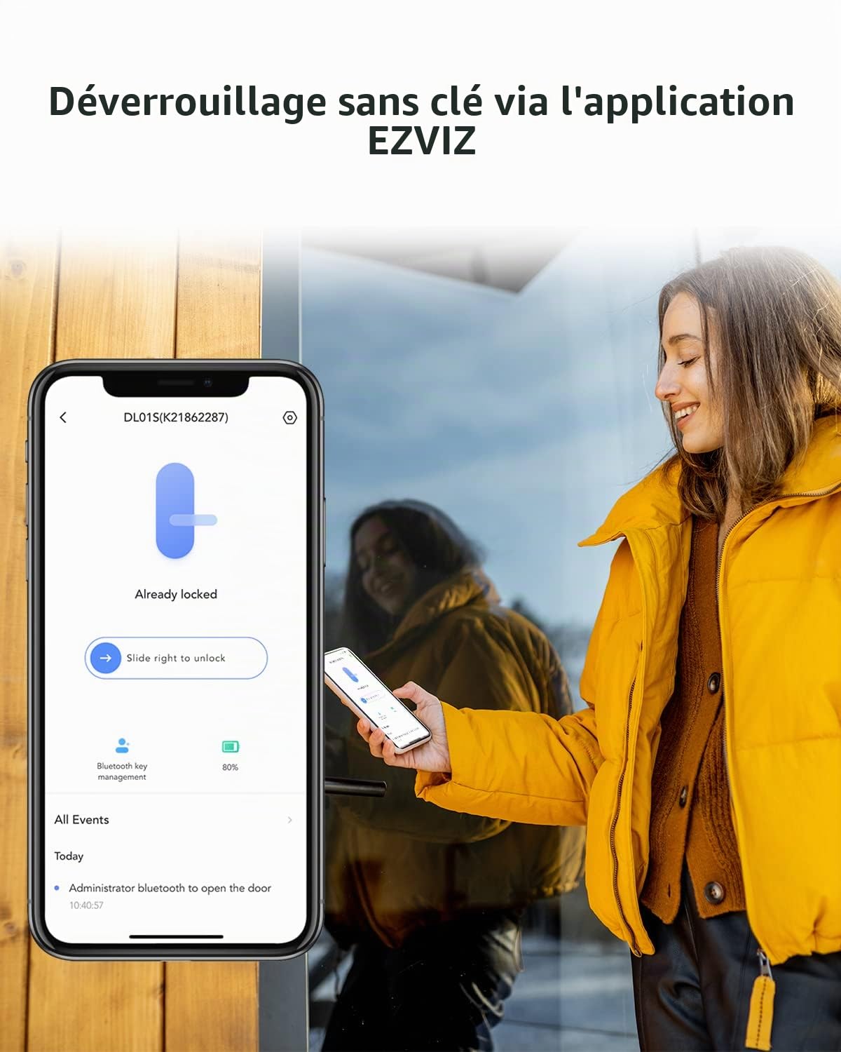 EZVIZ DL01S Smart Lock avec Clavier Multifonctionnel et A3 Passerelle Domestique, Serrure Connectée fonction Bluetooth accès à distance, Serrure Smart Lock accès sans Clé pour Maison Connectée Gris