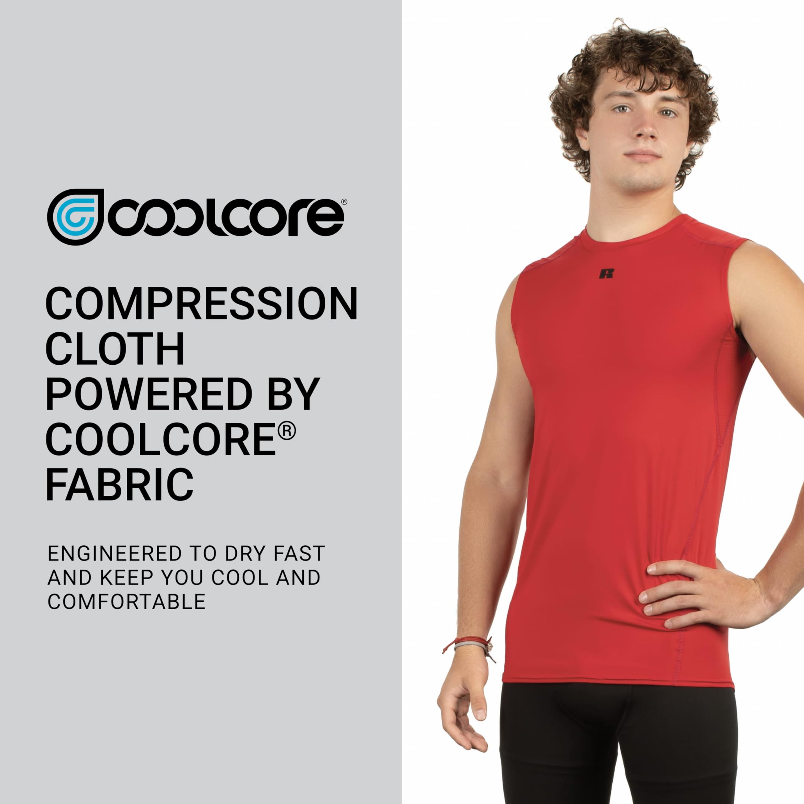 Russell Athletic Coolcore® Canotta A Compressione Senza Maniche Chemisier Uomo (Pacco da 1)