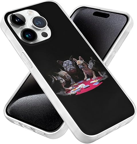 Miniatura 2 de Niapessel Funda compatible con iPhone 15 Pro, diseño divertido de bulldog francés, a prueba de golpes, funda protectora delgada de TPU para mujeres,
