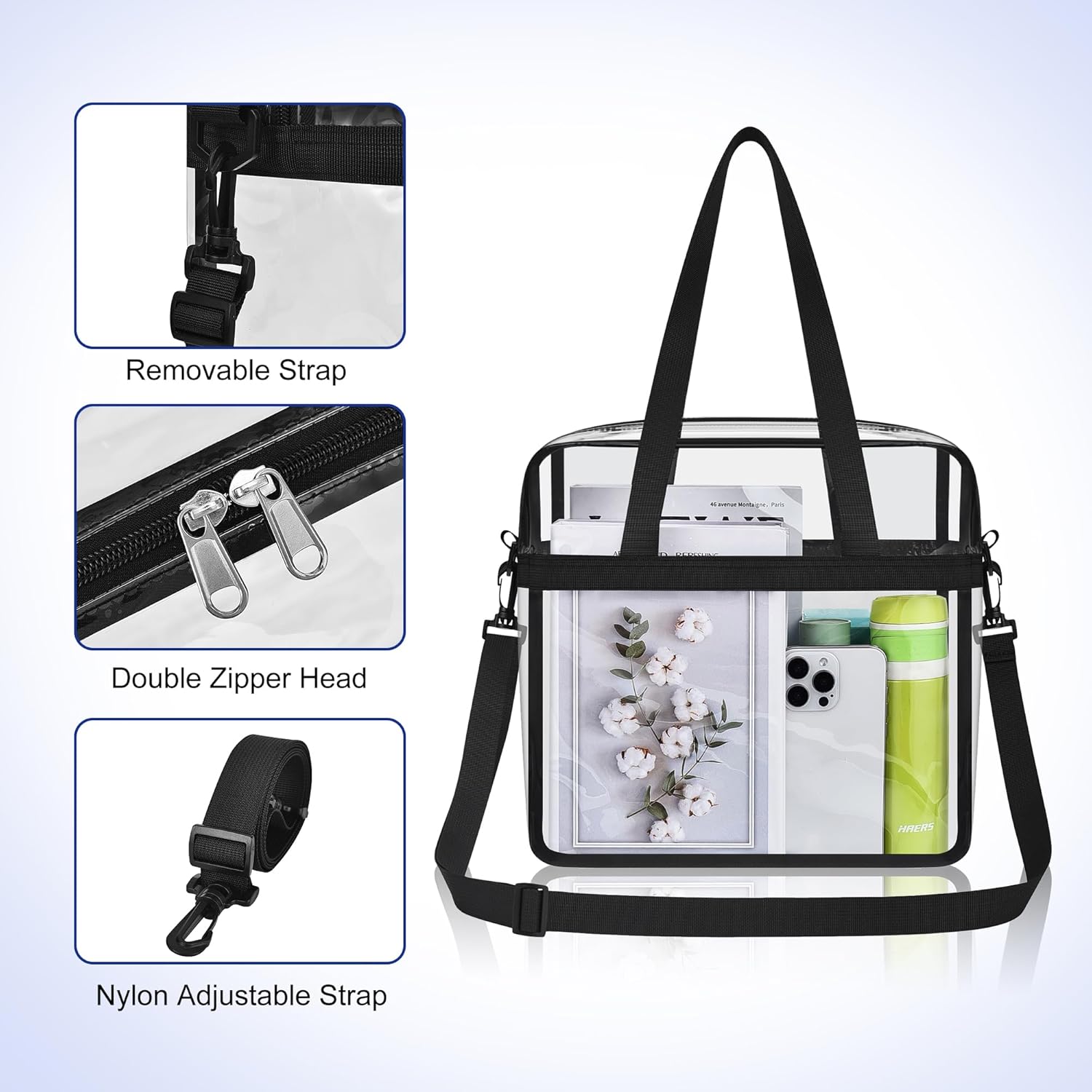 Oraben Clear Tote Bag Clear Bag Stadium Approved 12x6x12 Stadium Bag for Work, Sports Games,Gym - Image 7