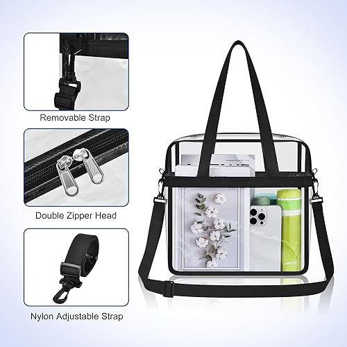 Vista 132 de Oraben Bolsa transparente transparente aprobada para estadios de 12 x 6 x 12 pulgadas, bolsa de estadio para trabajo, juegos deportivos, gimnasio