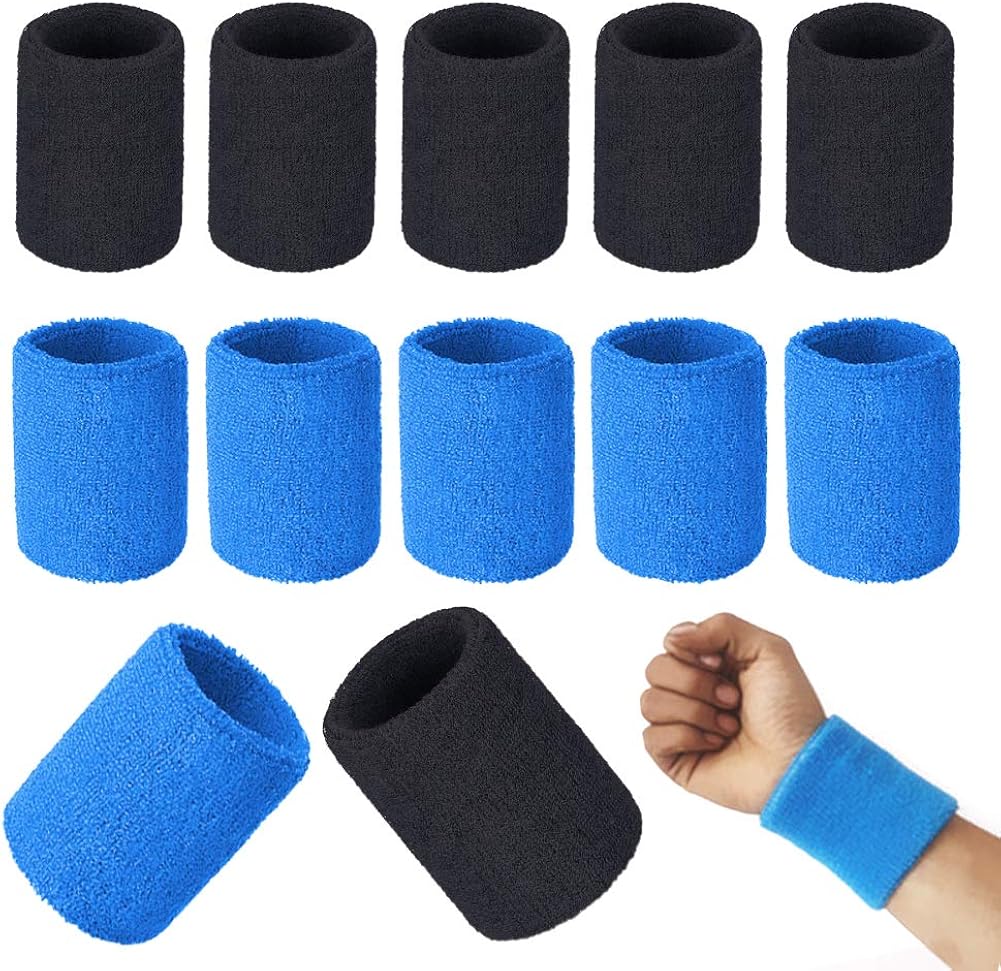 Sweatband Set, 12 Pieces Sweatband Wrist Sweatabsorb Protective