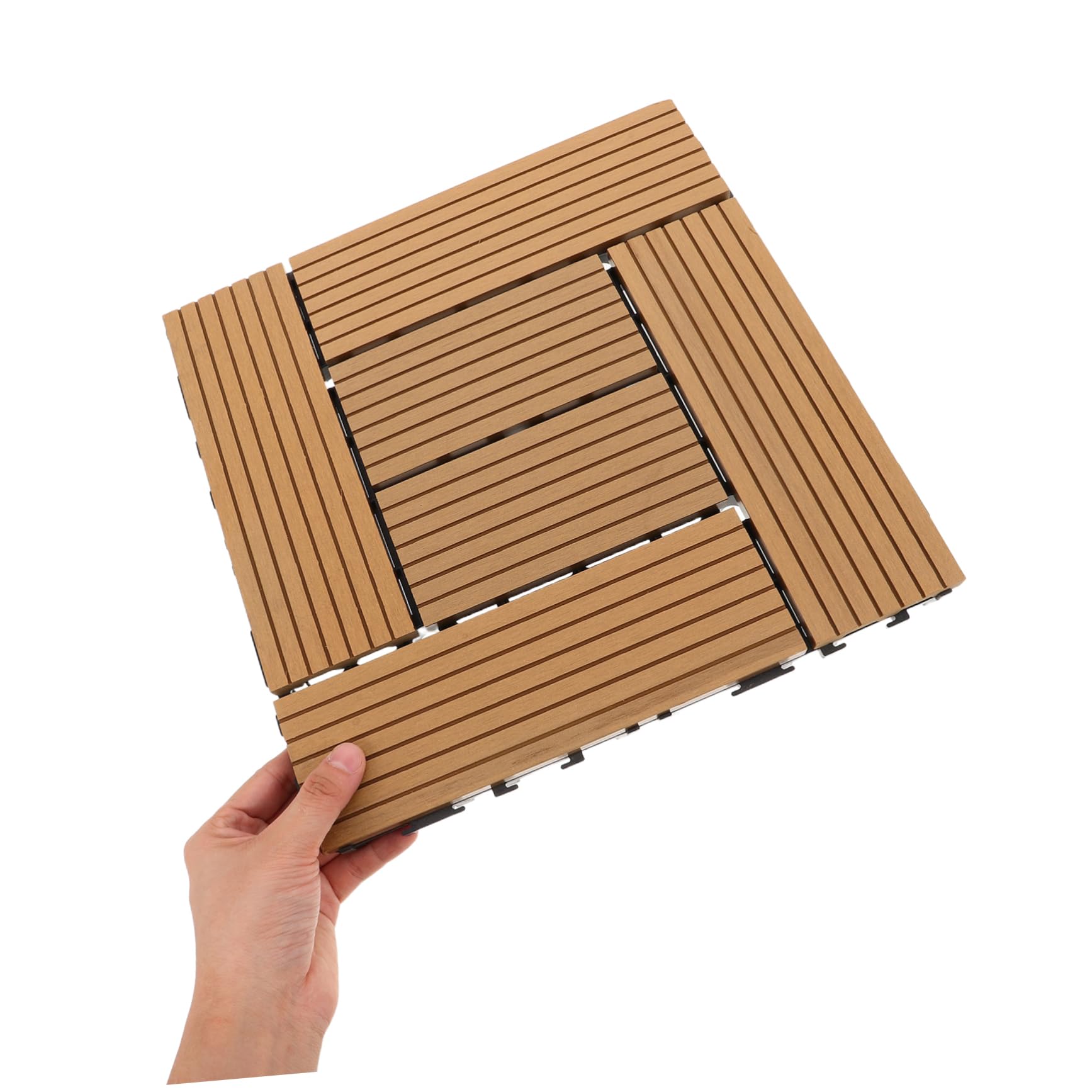 Cabilock Dalles de Terrasse Clipsables Aspect Naturel Revêtement Sol Extérieur Antidérapant Aux Intempéries pour Balcon Jardin Patio